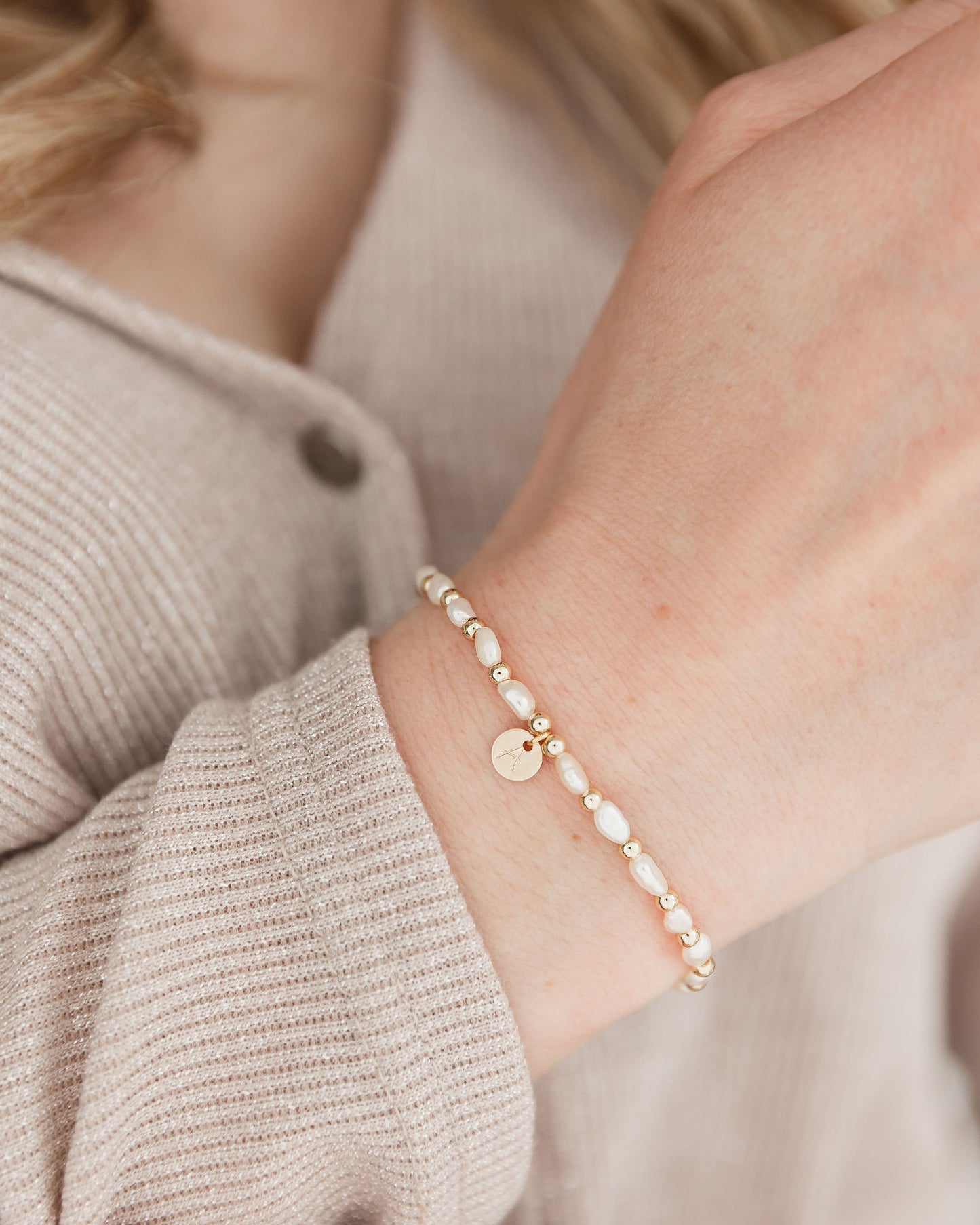 Freshwater Pearl Initial Bracelet