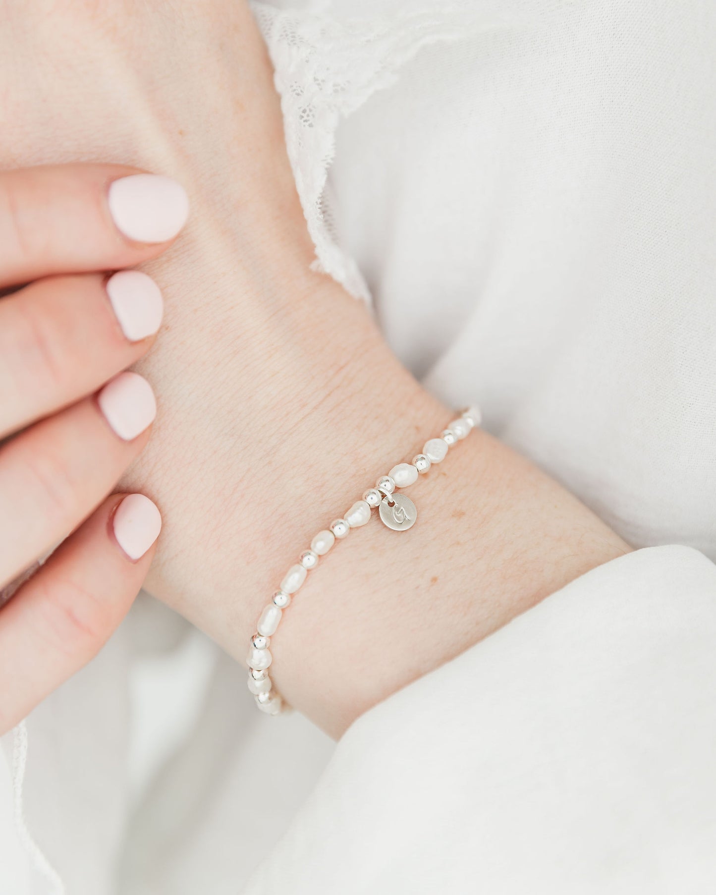 Freshwater Pearl Initial Bracelet