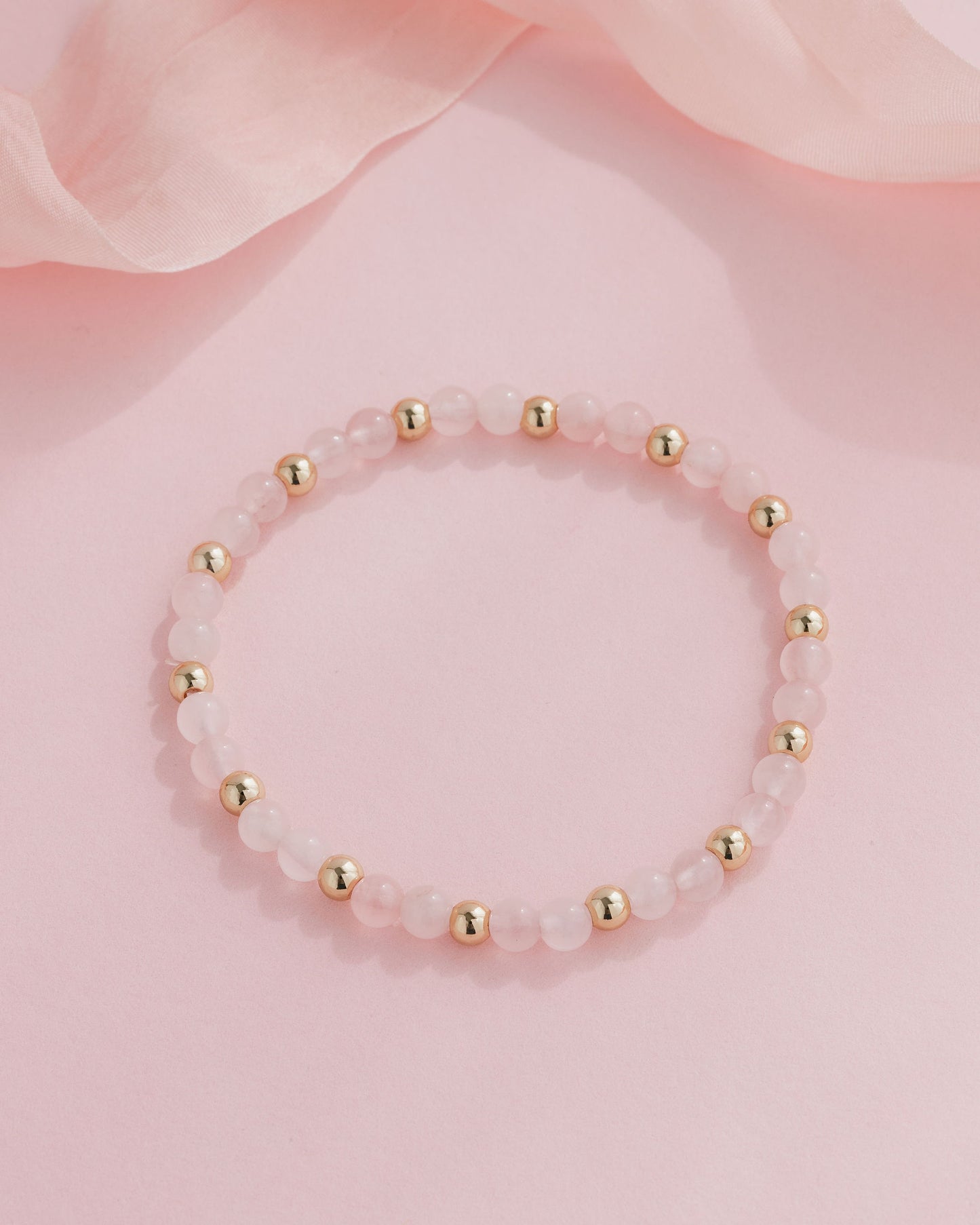 Dainty Rose Quartz & Gold Bracelet