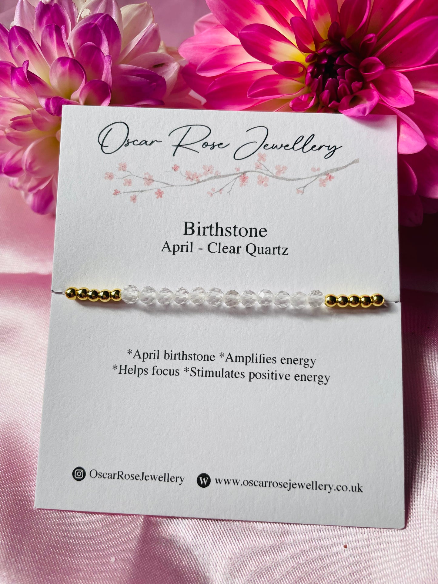 April Birthstone Bracelet - Clear Quartz