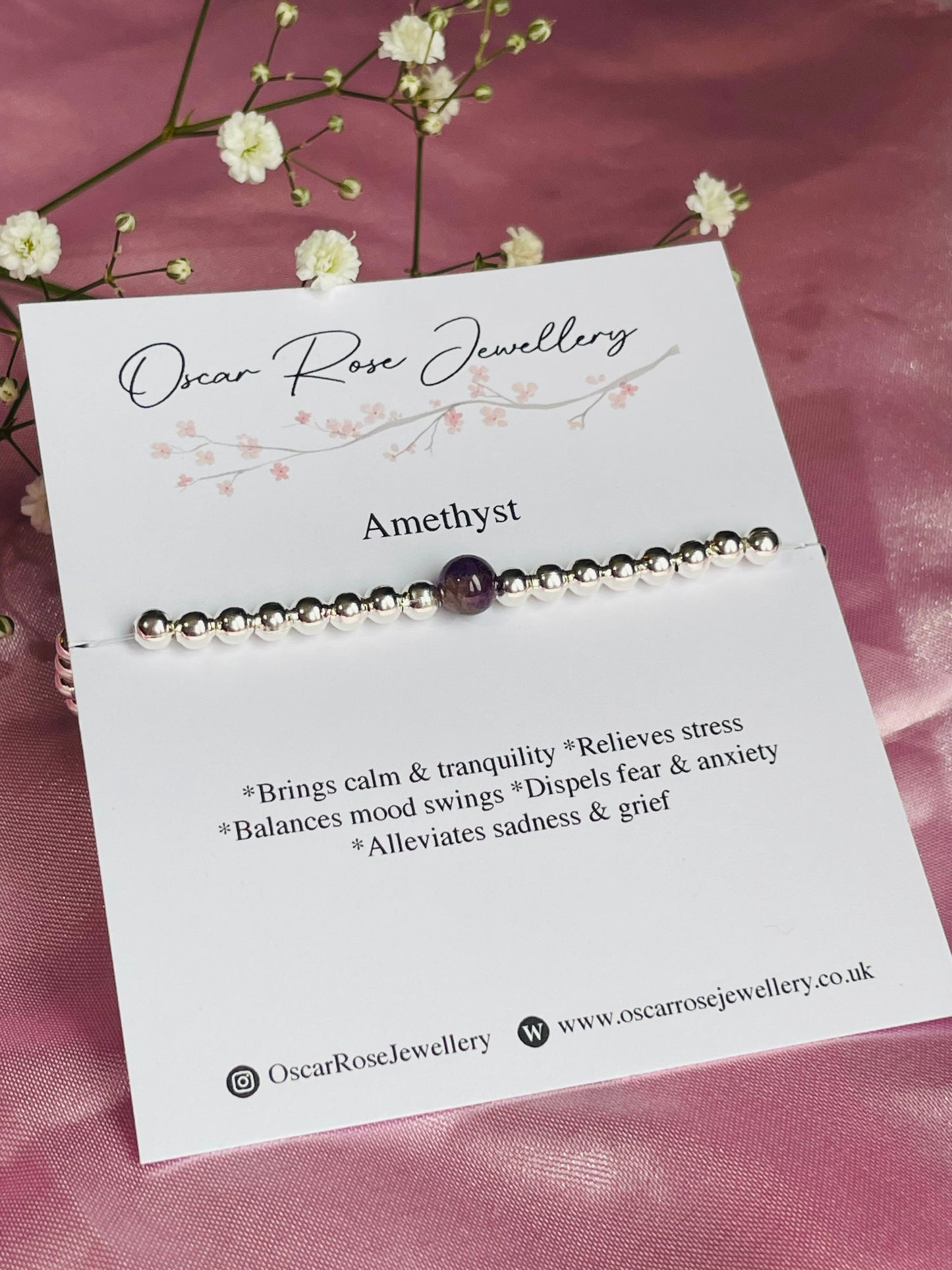 Amethyst & Silver or Gold Plated Bracelet