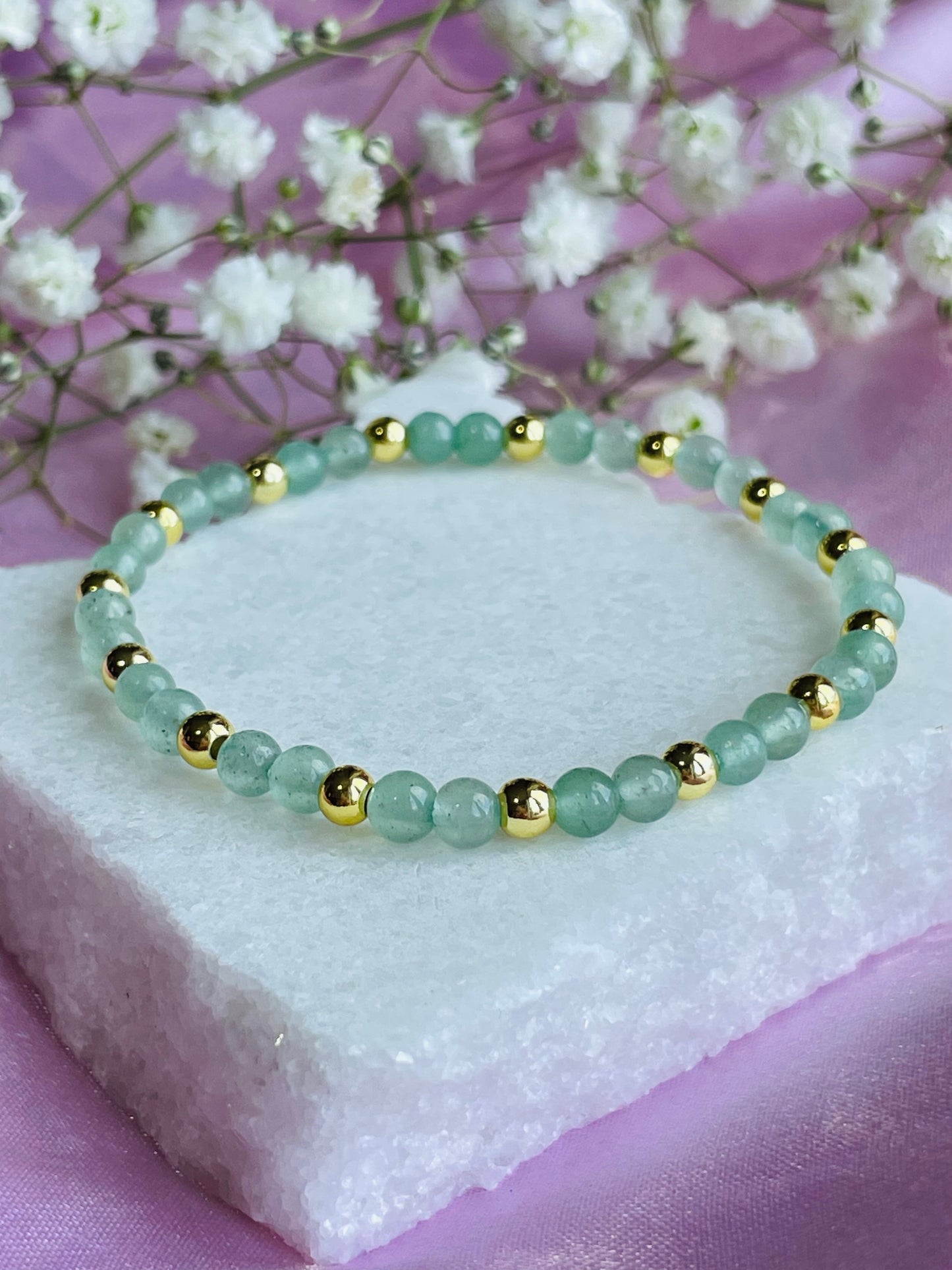 Green Aventurine Stretch Bead Bracelet