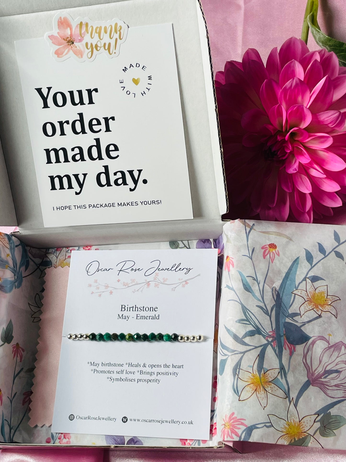 May Birthstone Bracelet - Emerald