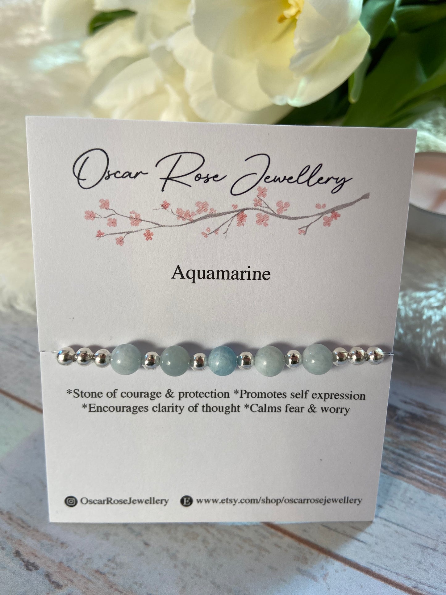 Aquamarine and Silver Bracelet
