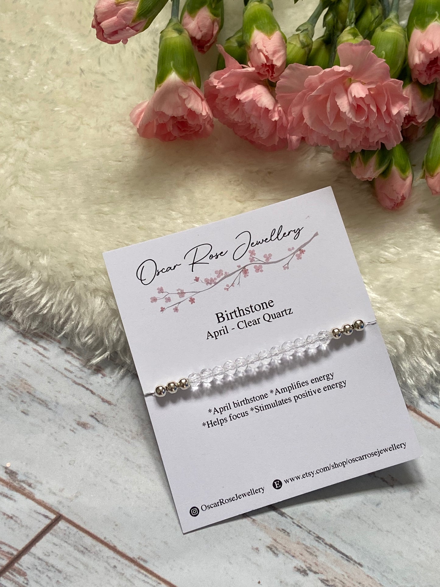 April Birthstone Bracelet - Clear Quartz