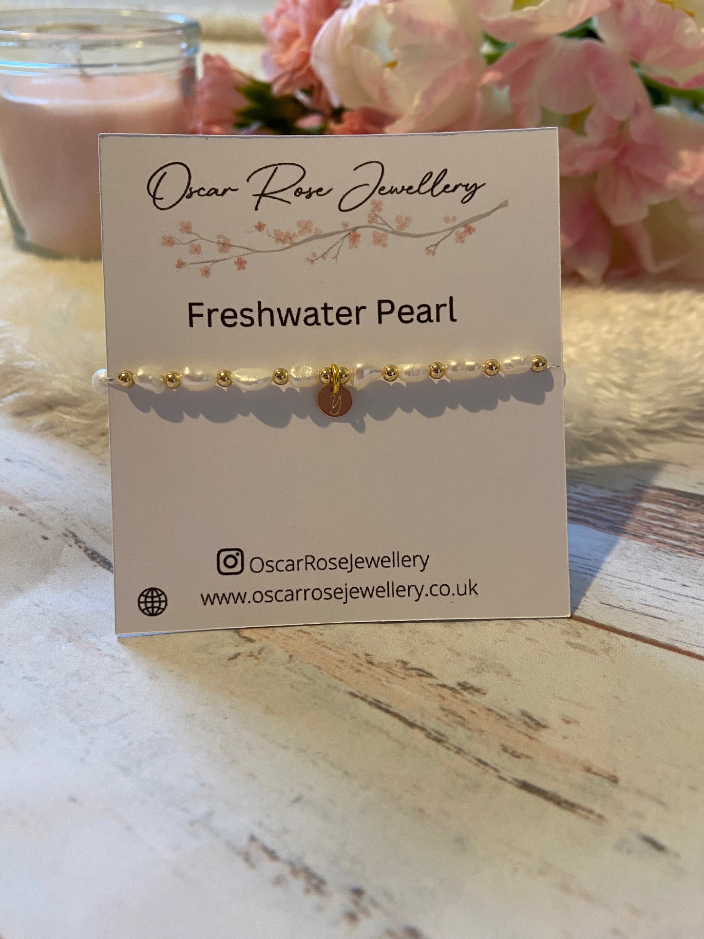 Freshwater Pearl Initial Bracelet