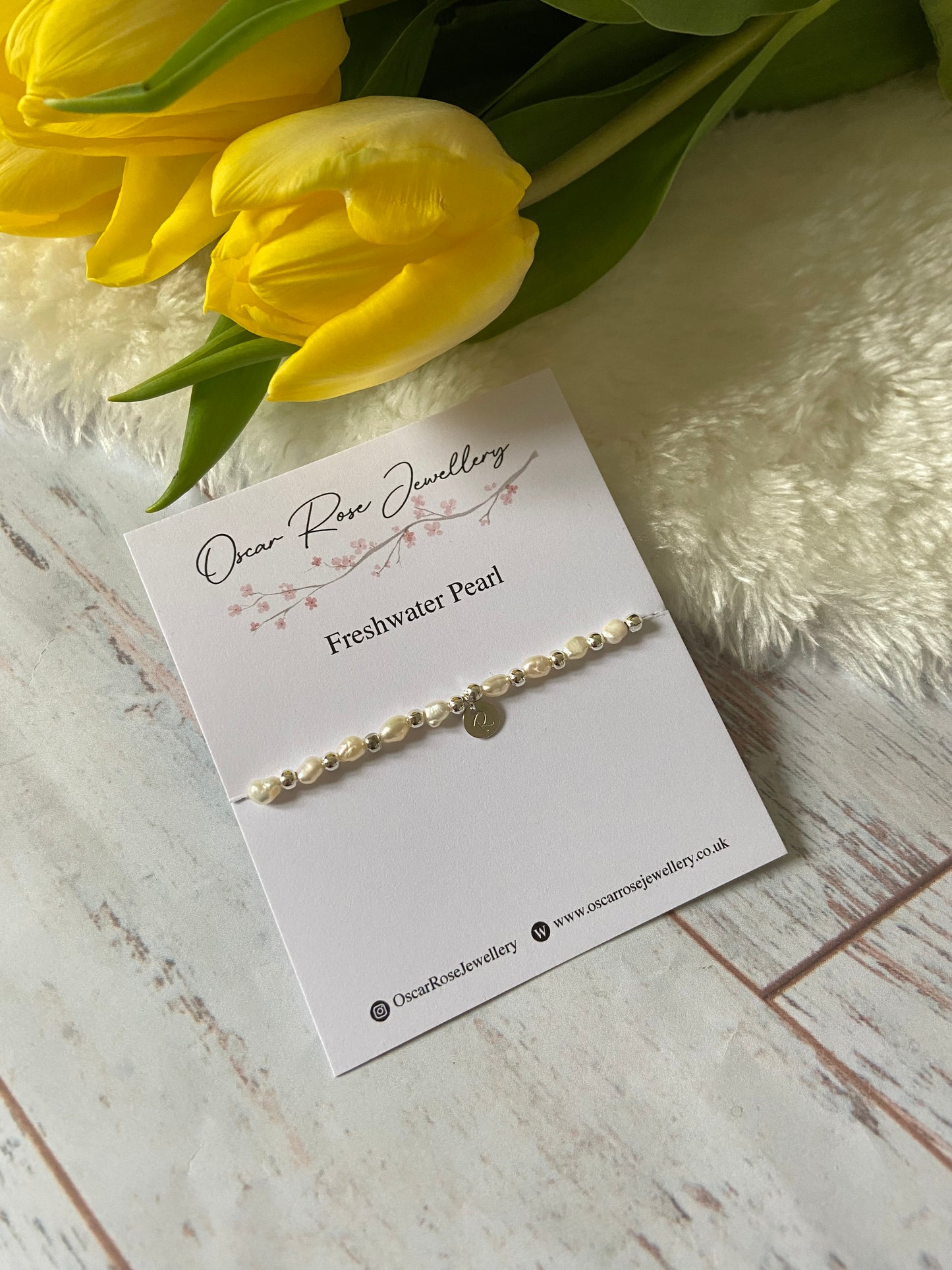 Freshwater Pearl Initial Bracelet