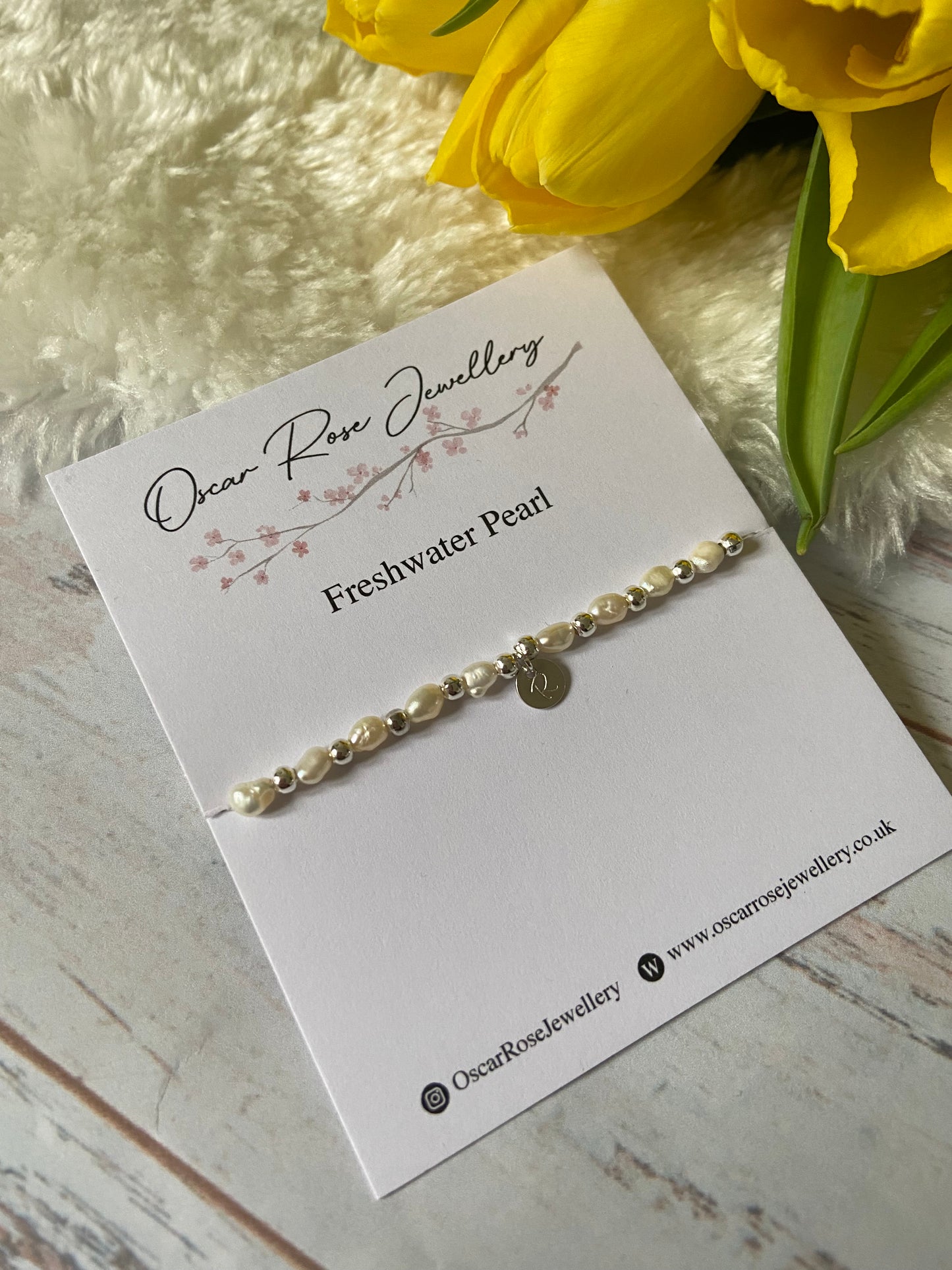 Freshwater Pearl Initial Bracelet