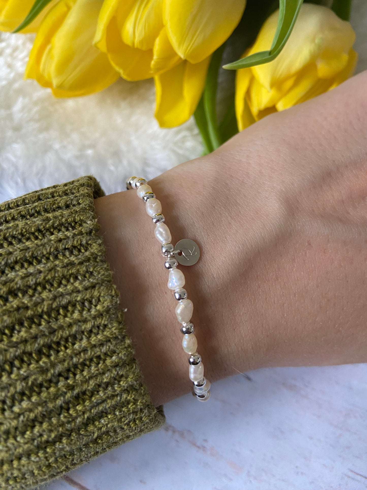 Freshwater Pearl Initial Bracelet