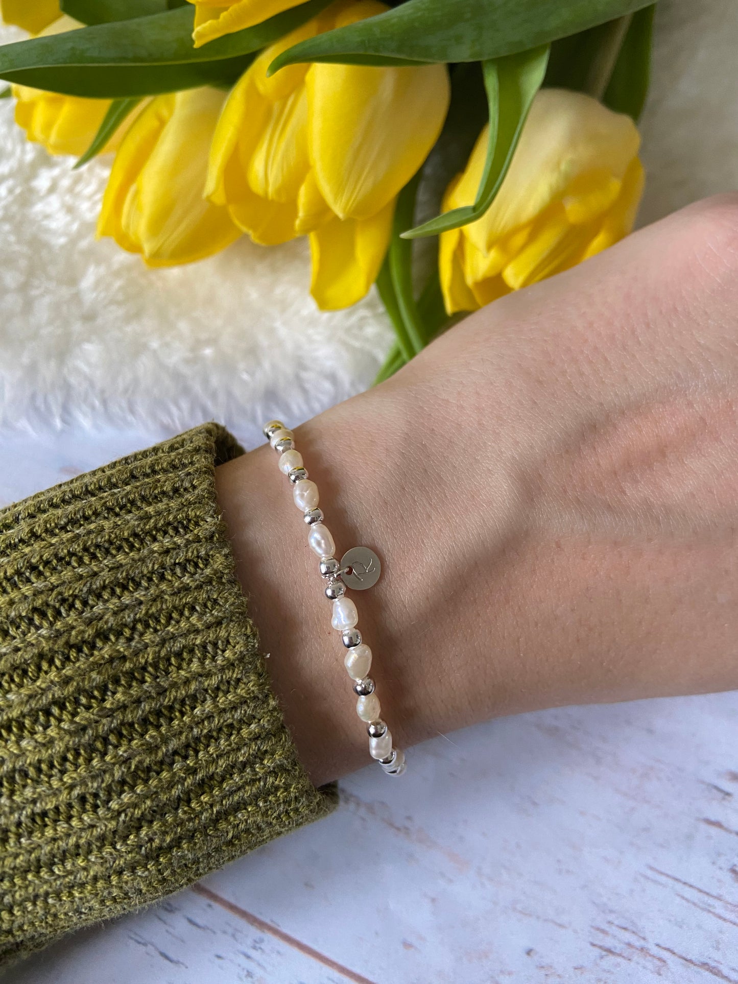 Freshwater Pearl Initial Bracelet