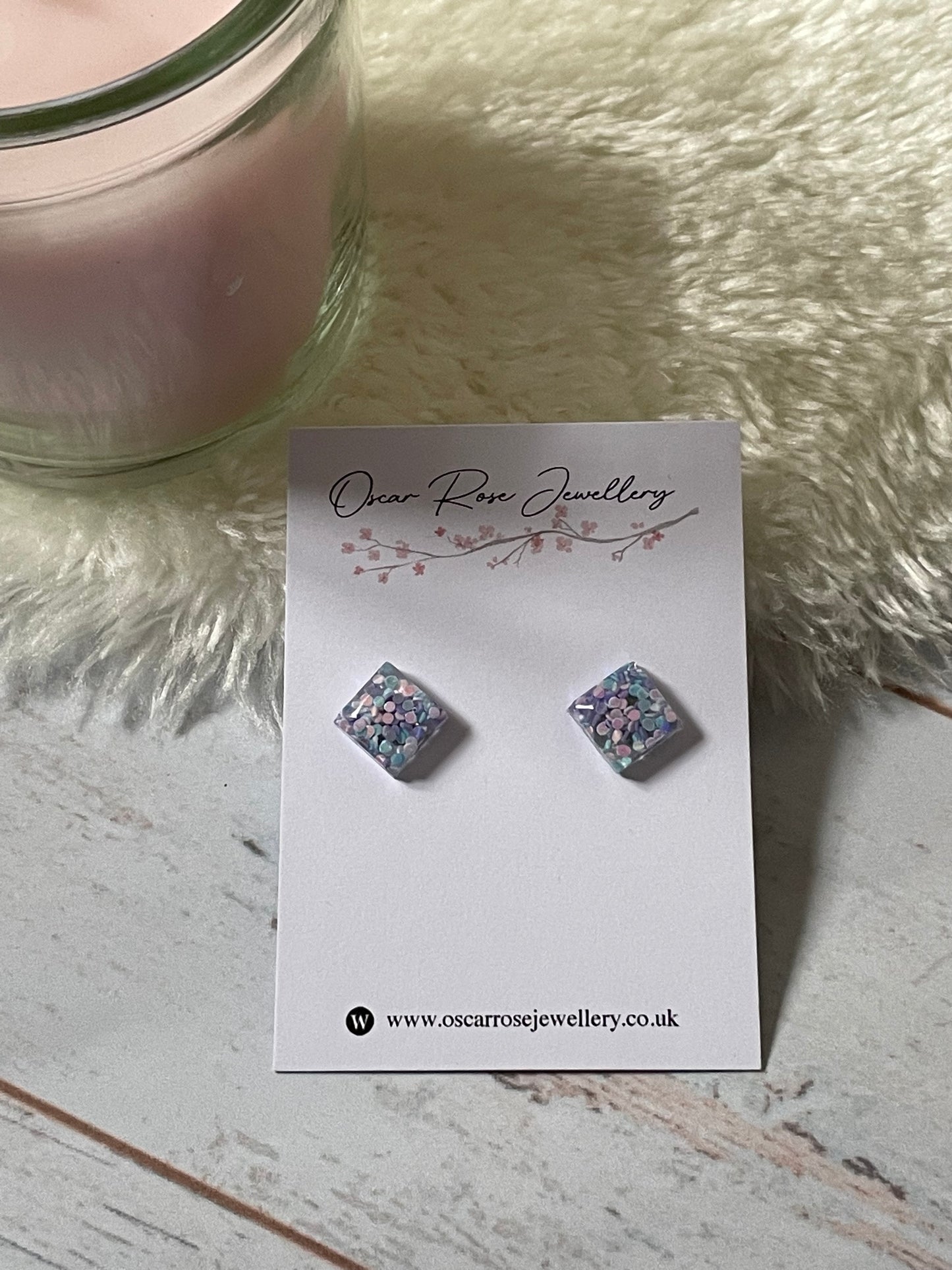 Resin Square Earrings