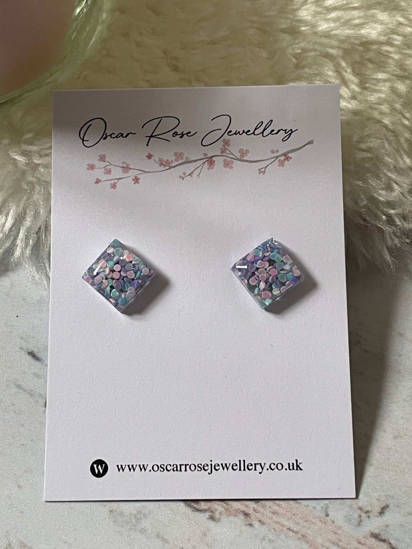 Resin Square Earrings