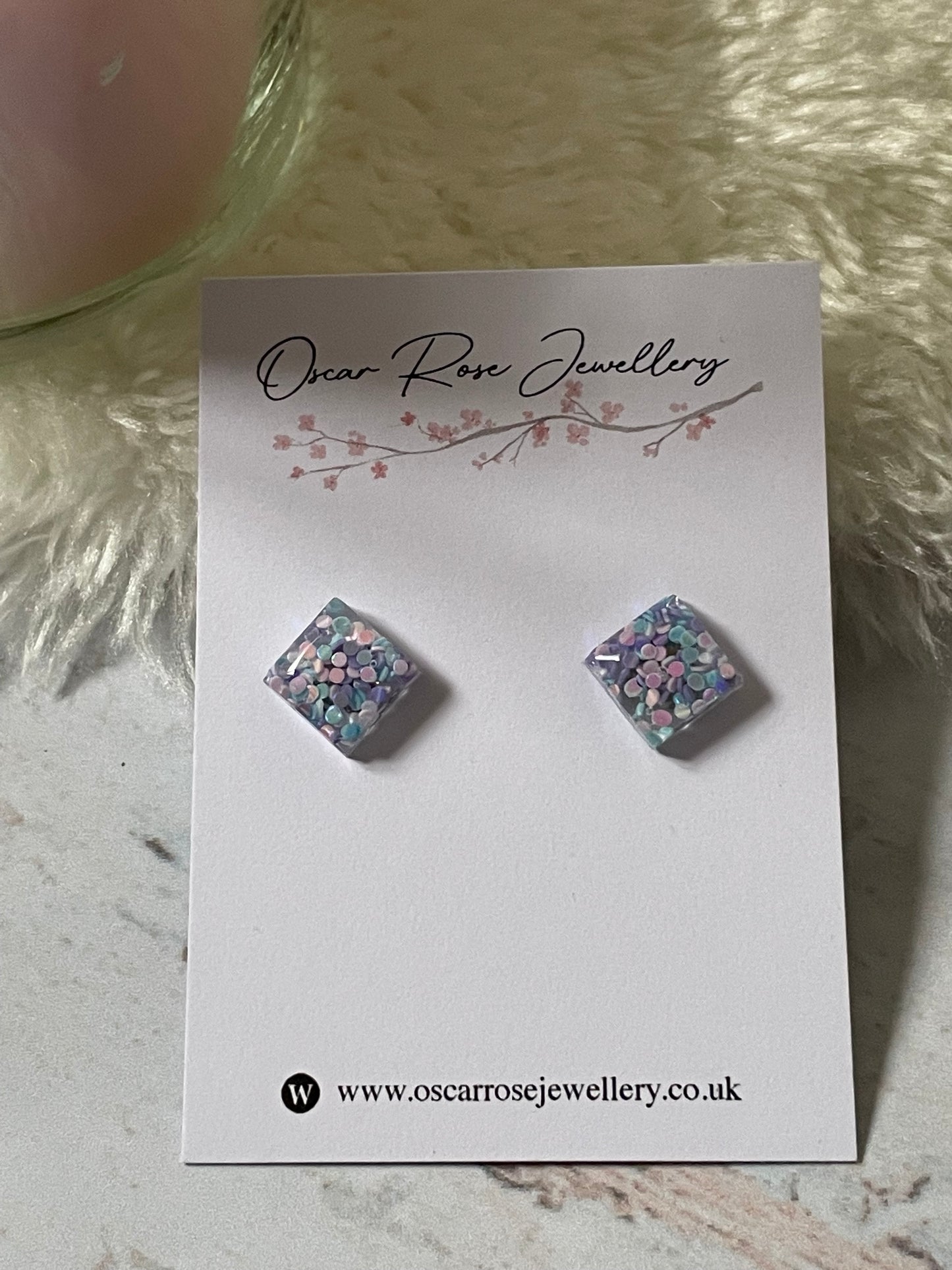 Resin Square Earrings