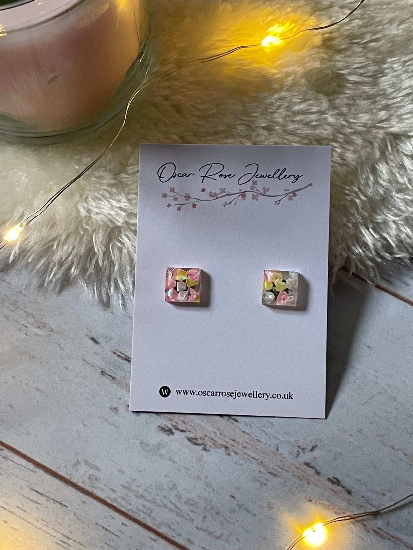 Resin Square Earrings