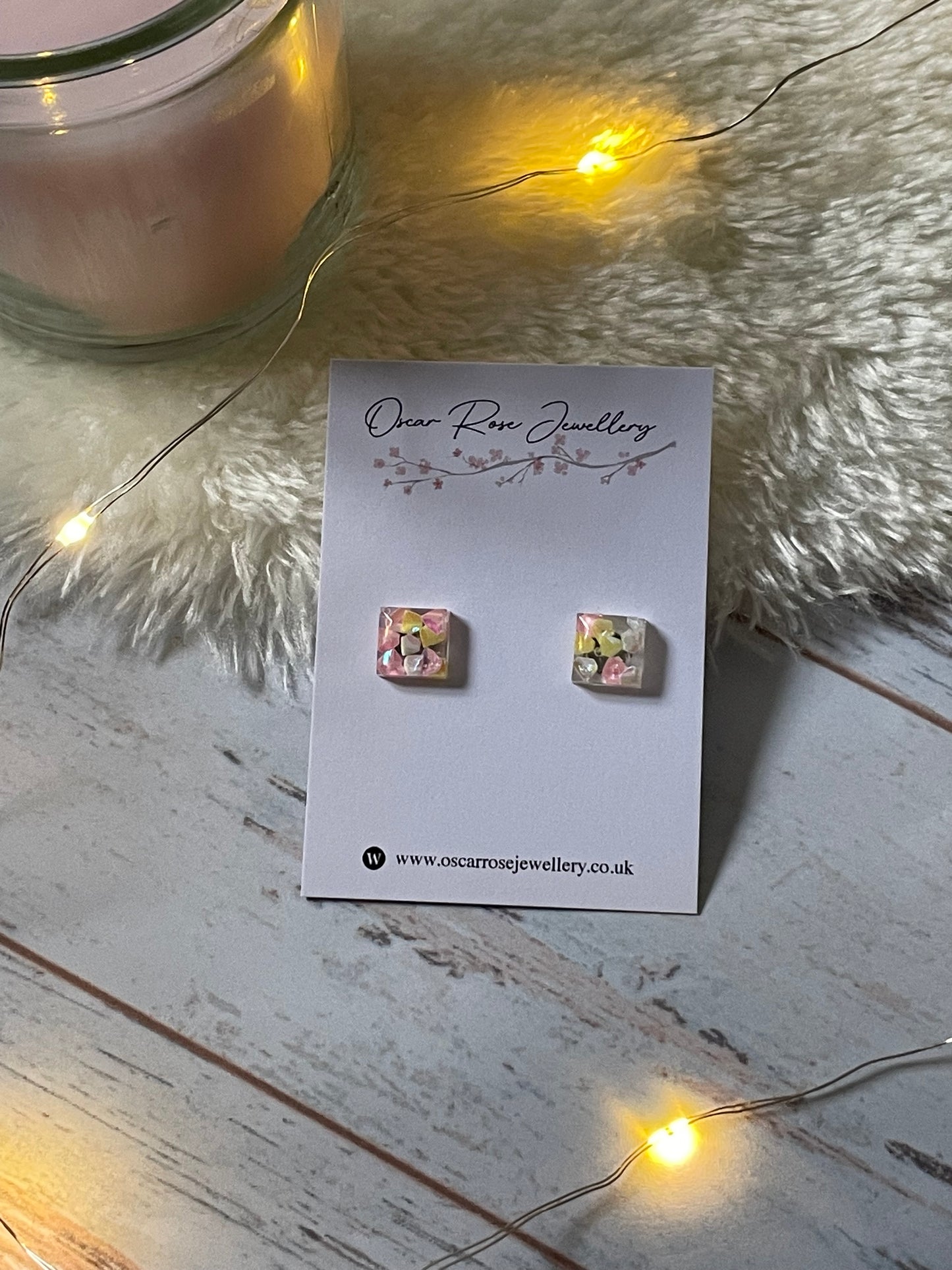 Resin Square Earrings