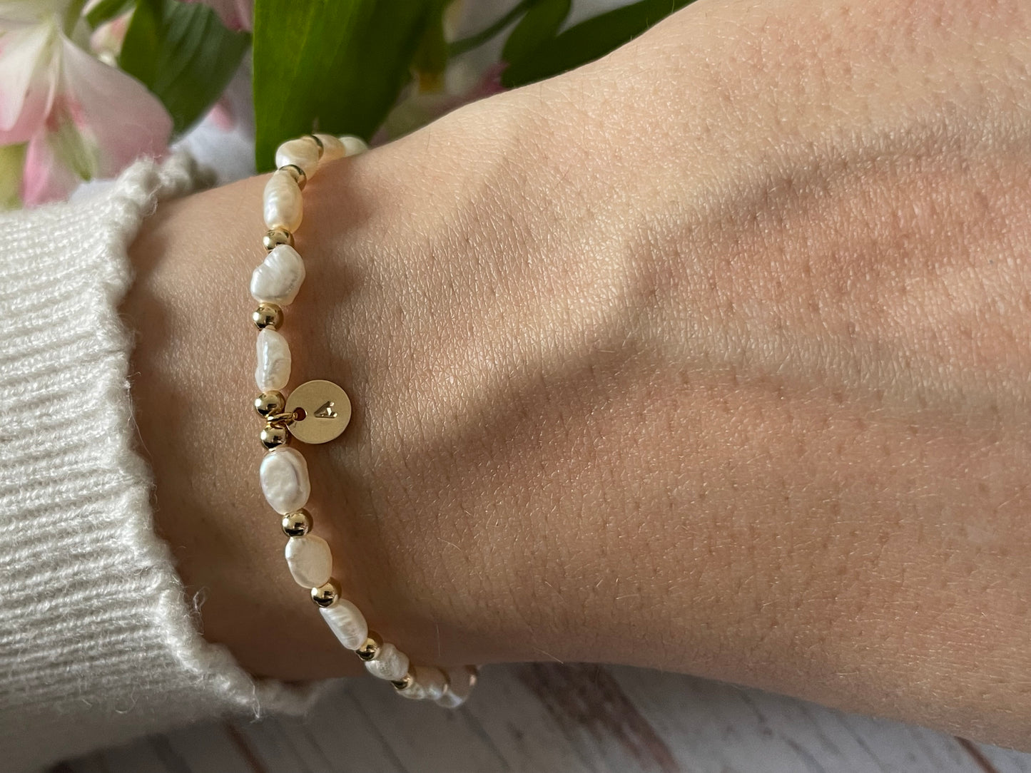 Freshwater Pearl Initial Bracelet