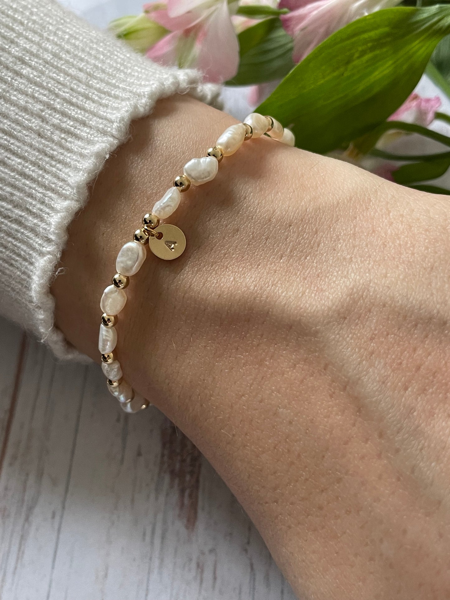 Freshwater Pearl Initial Bracelet