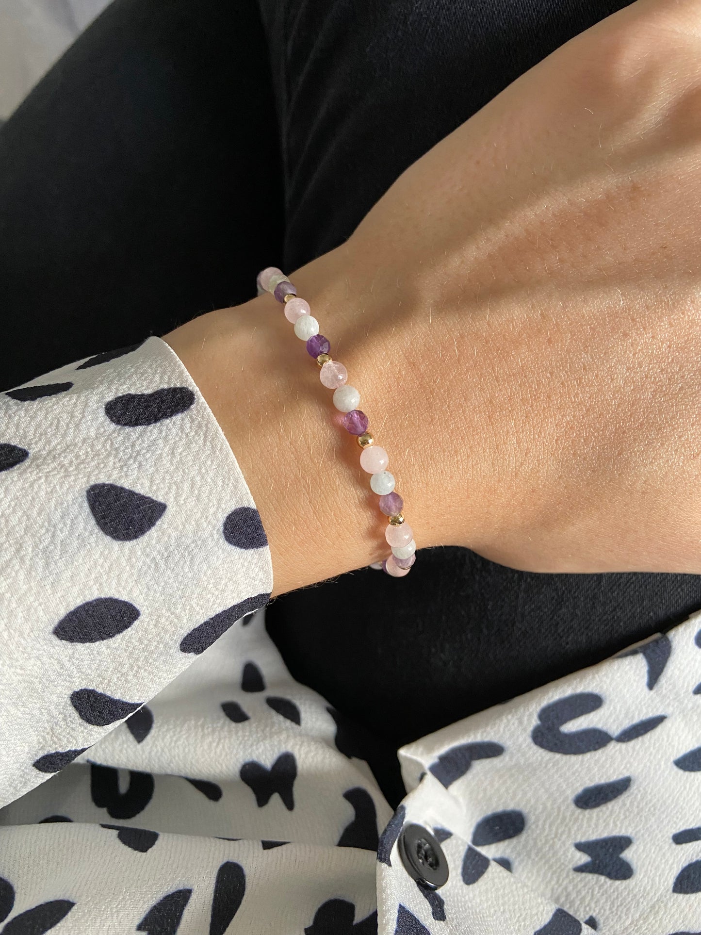 Worry Warrior Bracelet - Amethyst, Rose Quartz & Aquamarine.