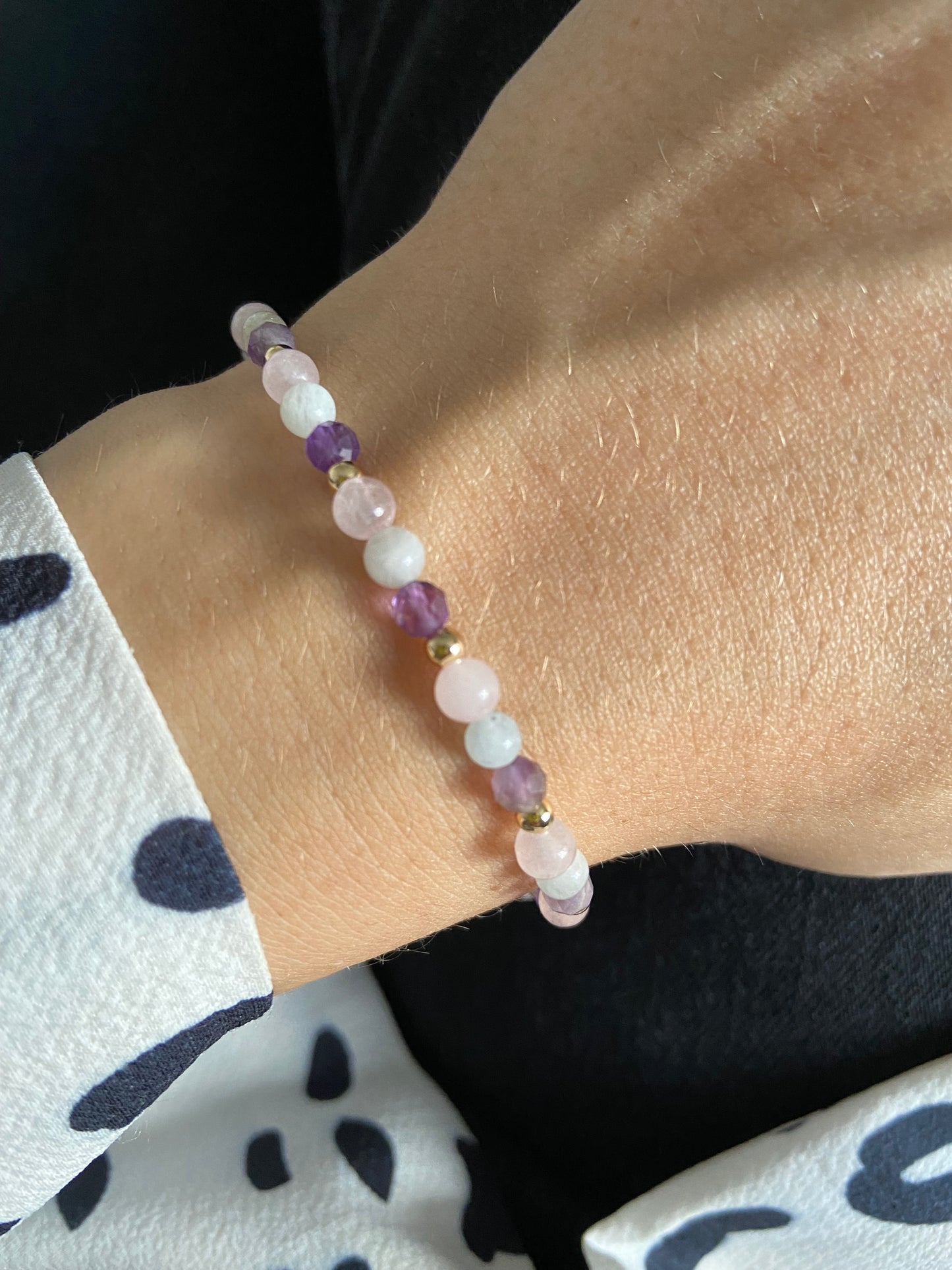 Worry Warrior Bracelet - Amethyst, Rose Quartz & Aquamarine.