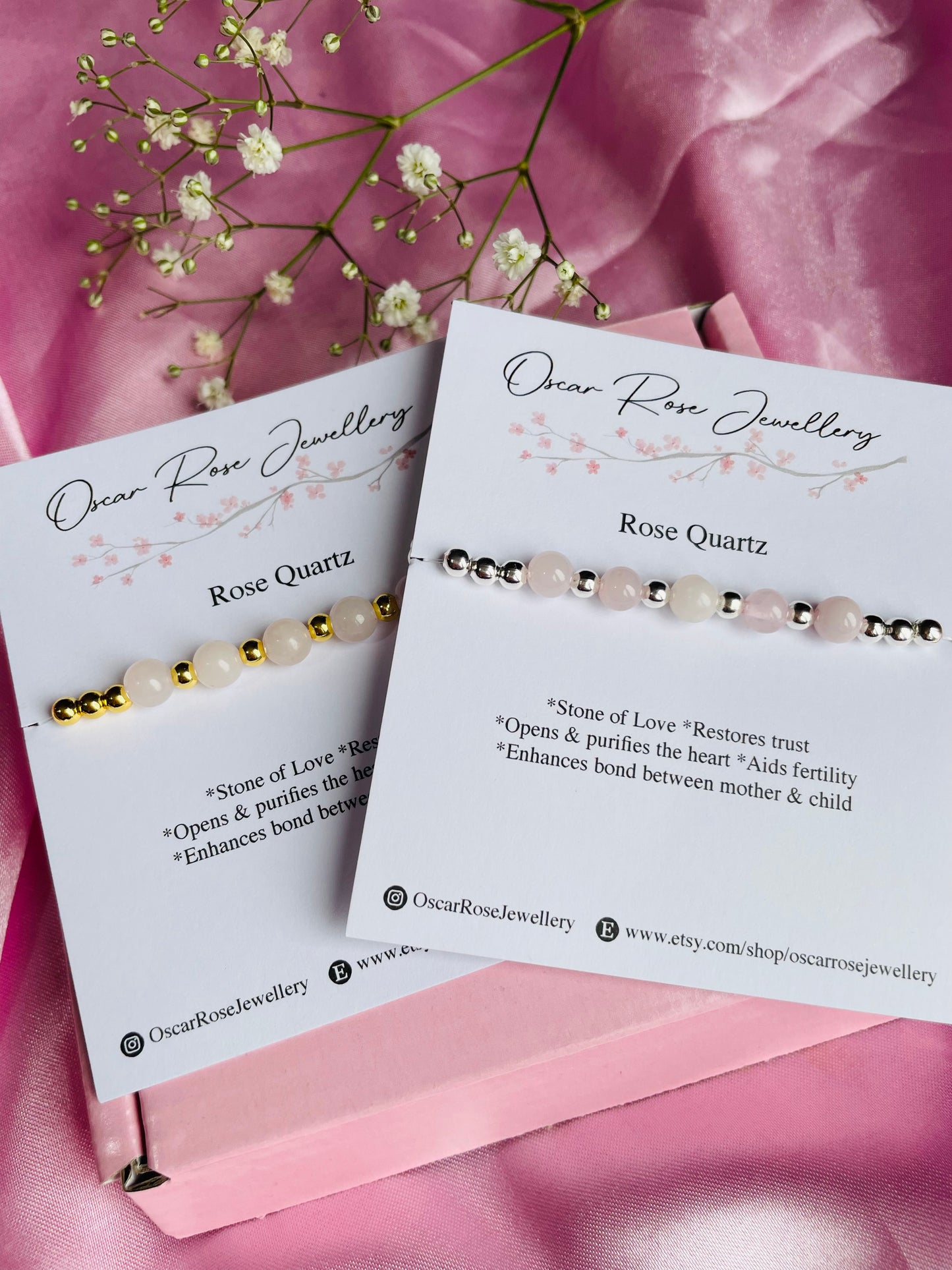 Rose Quartz & Silver Bracelet