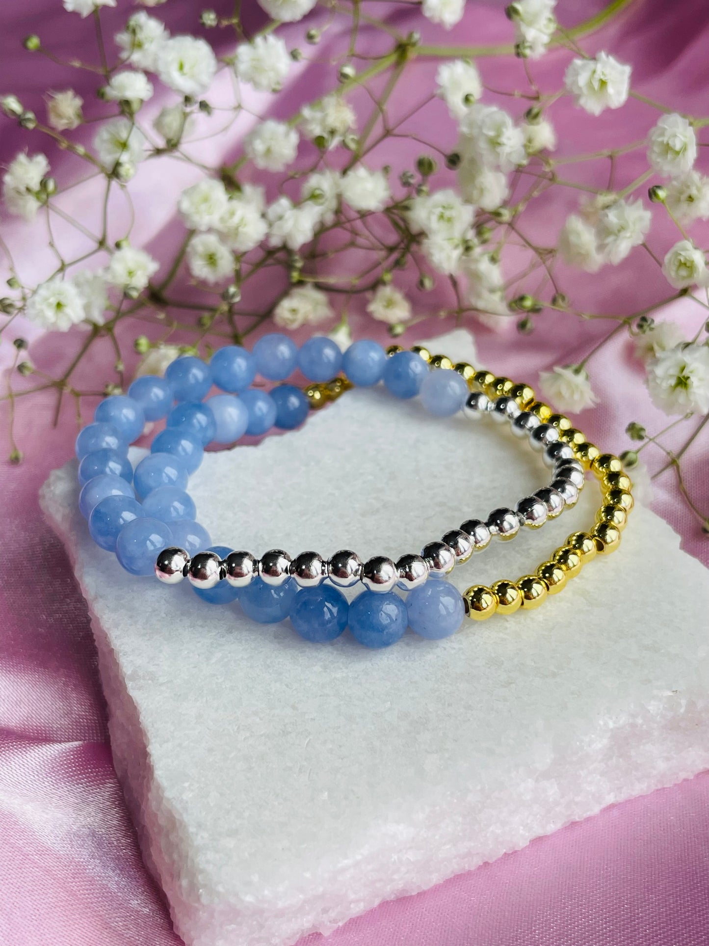 Aquamarine & Silver or Gold Bracelet