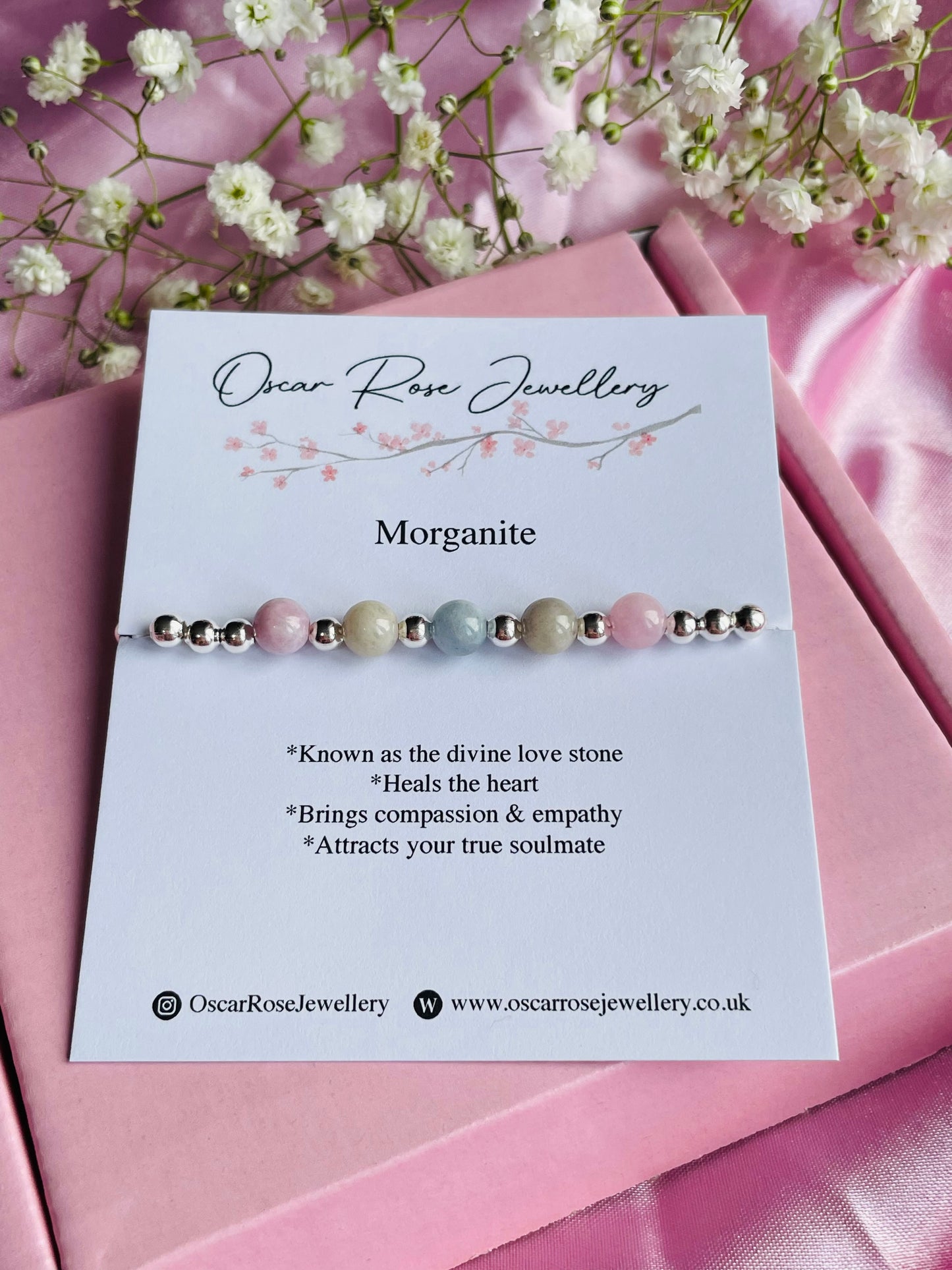 🌸 Morganite Crystal Bracelet | Divine Love Stone | Heart Healing | Compassion & Emotional Balance | Meaningful Gift