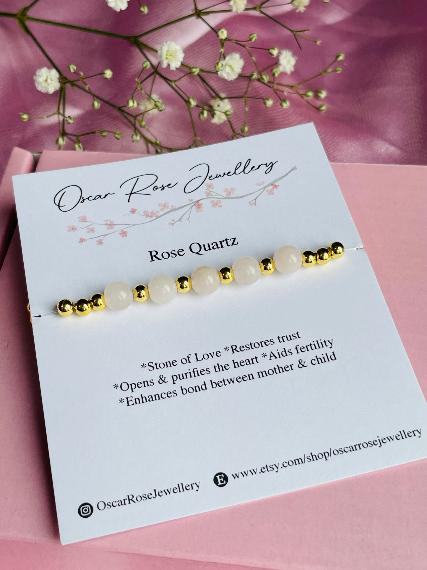 Rose Quartz & Silver Bracelet