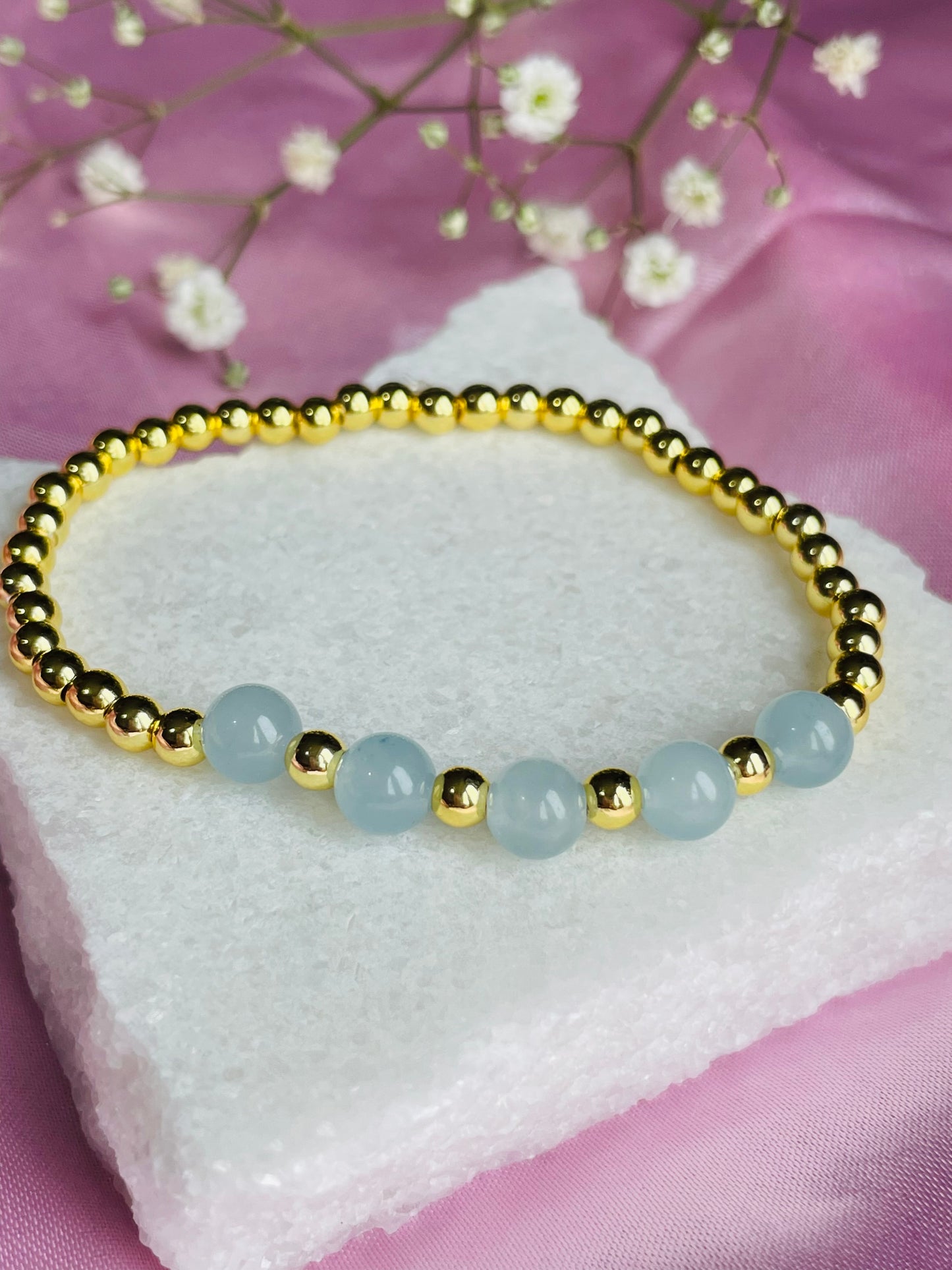 Aquamarine & Silver or Gold Bracelet