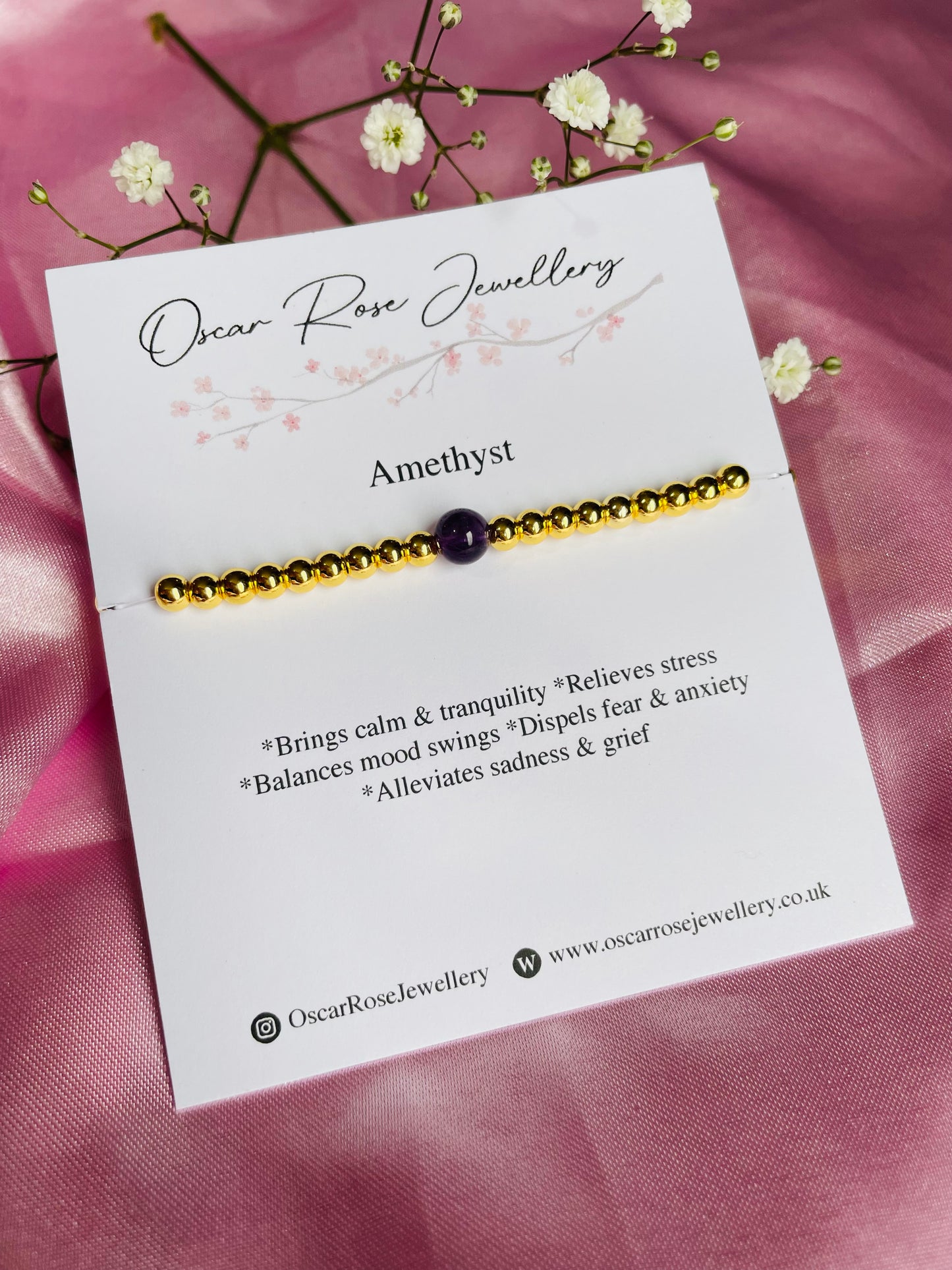 Amethyst & Silver or Gold Plated Bracelet