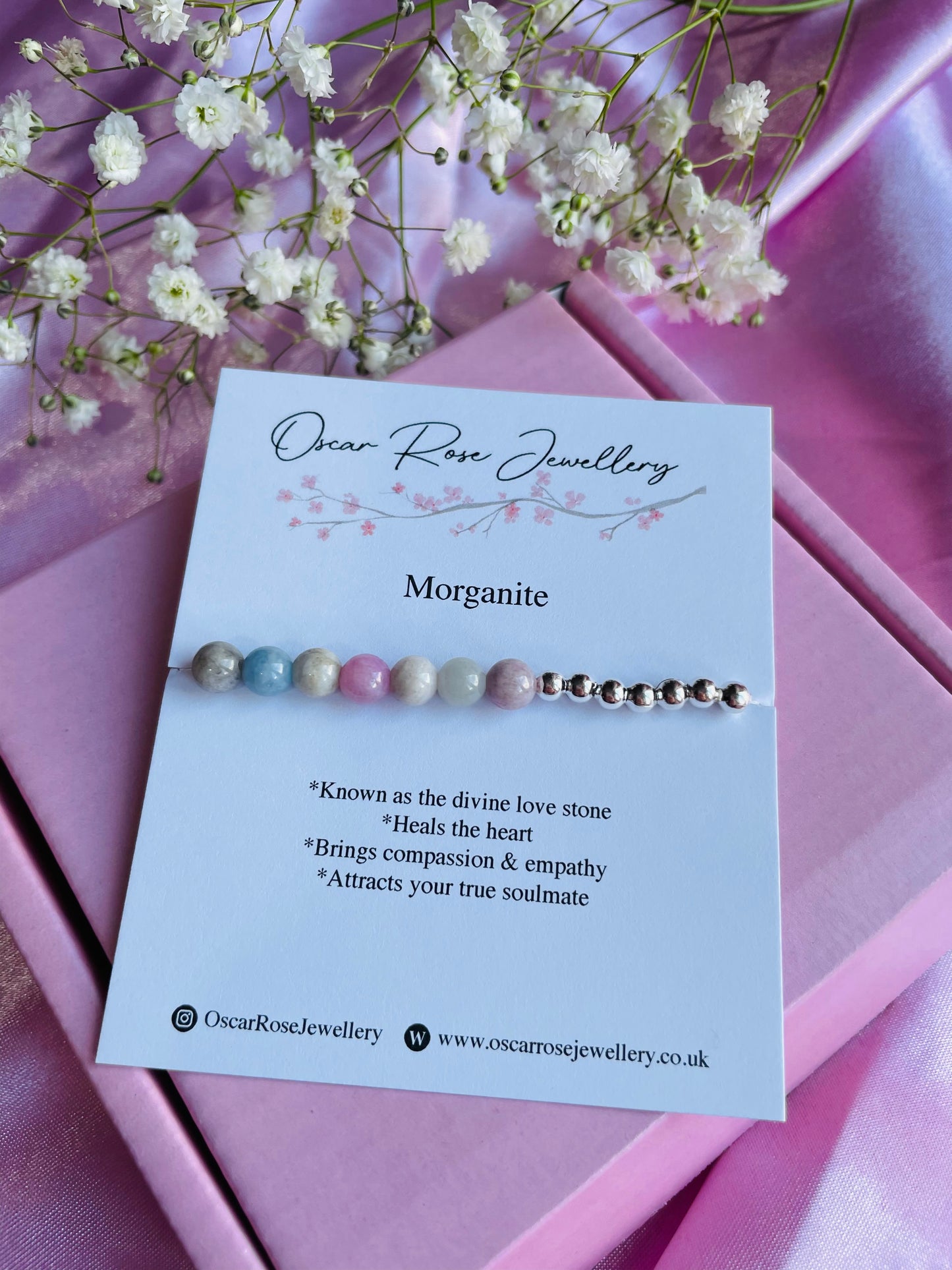 Morganite Crystal Bracelet | Divine Love Stone | Heart Healing | Compassion & Emotional Balance | Meaningful Gift