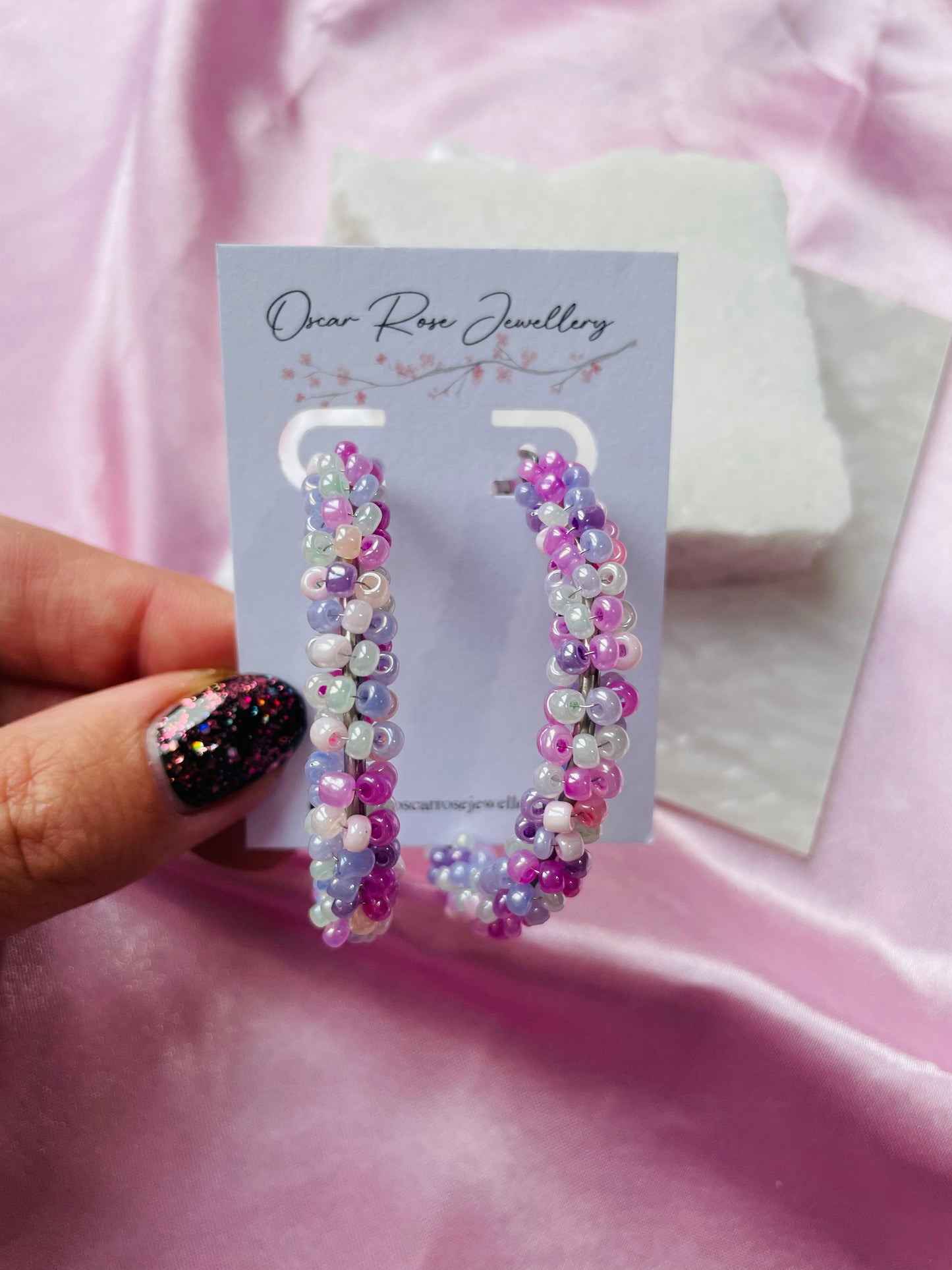 Beaded Hoop Earrings – Handmade Colourful Seed Bead Hoops