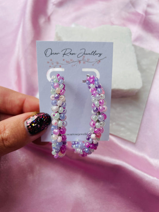 Beaded Hoop Earrings – Handmade Colourful Seed Bead Hoops