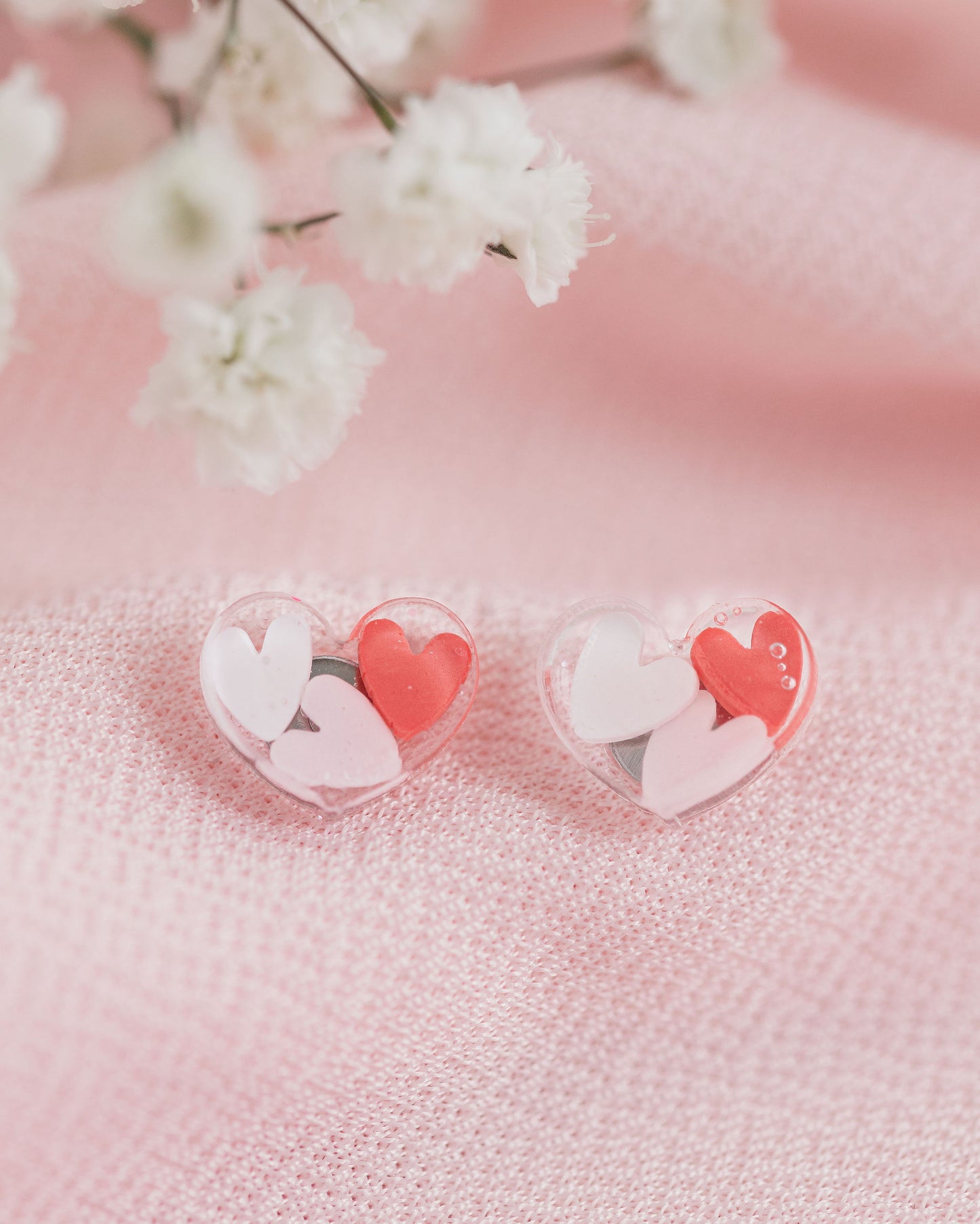 Resin Heart Stud Earrings