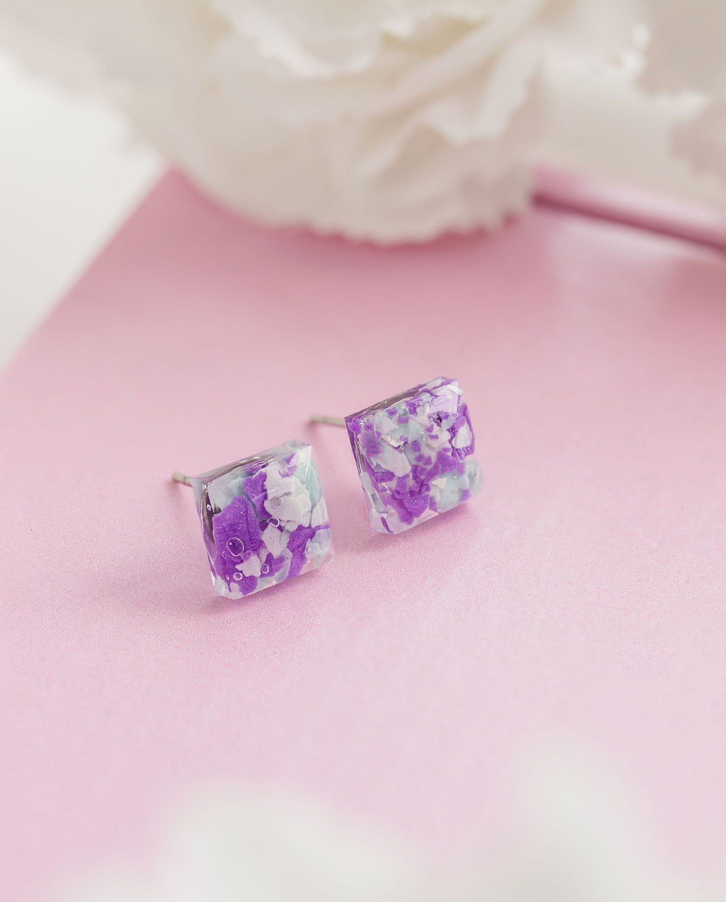 Resin Square Earrings