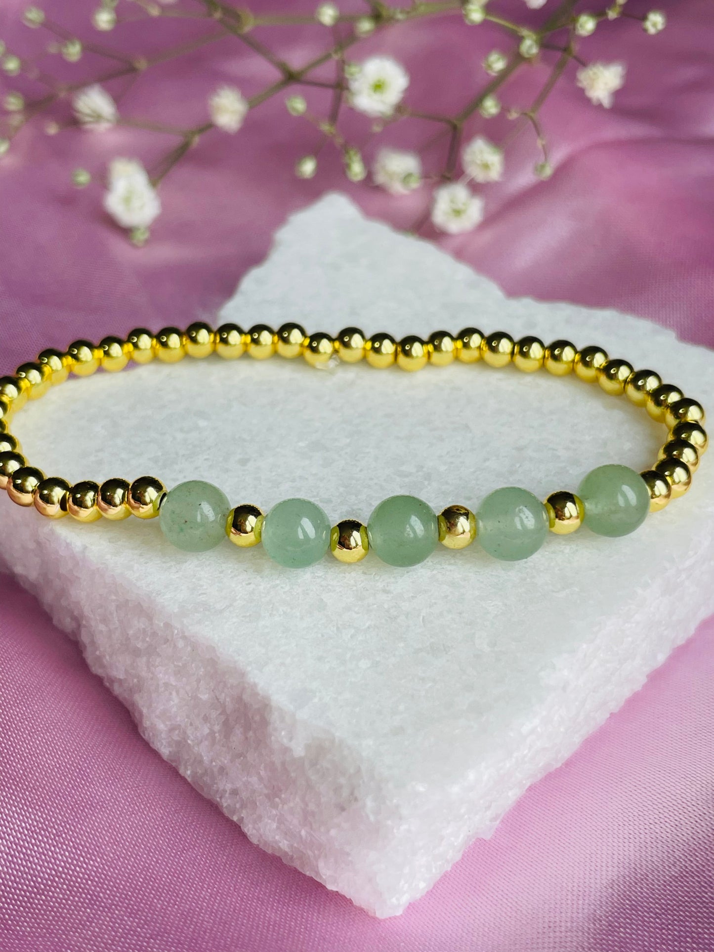 Green Aventurine Stretch Bead Bracelet