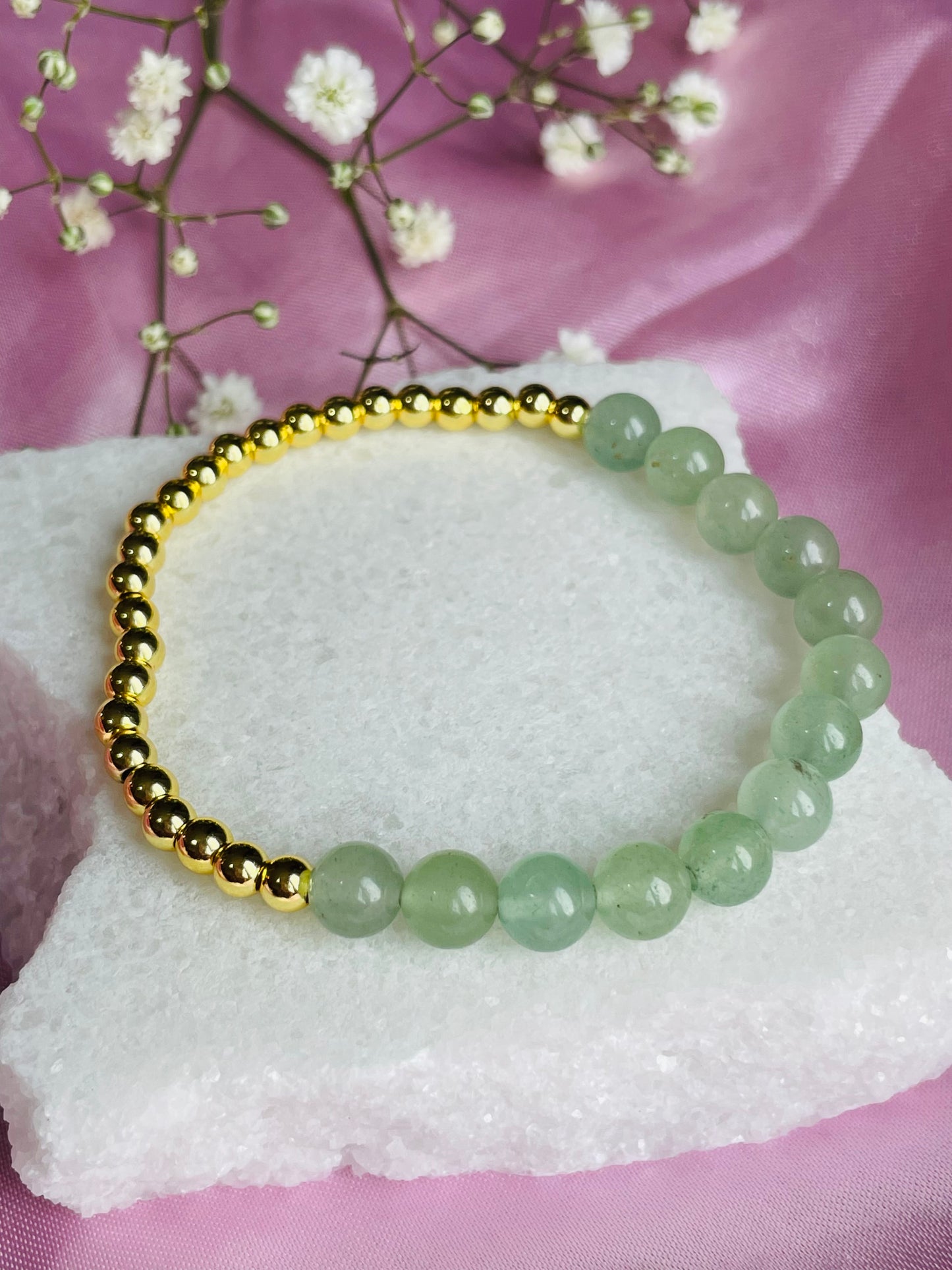 Green Aventurine Stretch Bead Bracelet