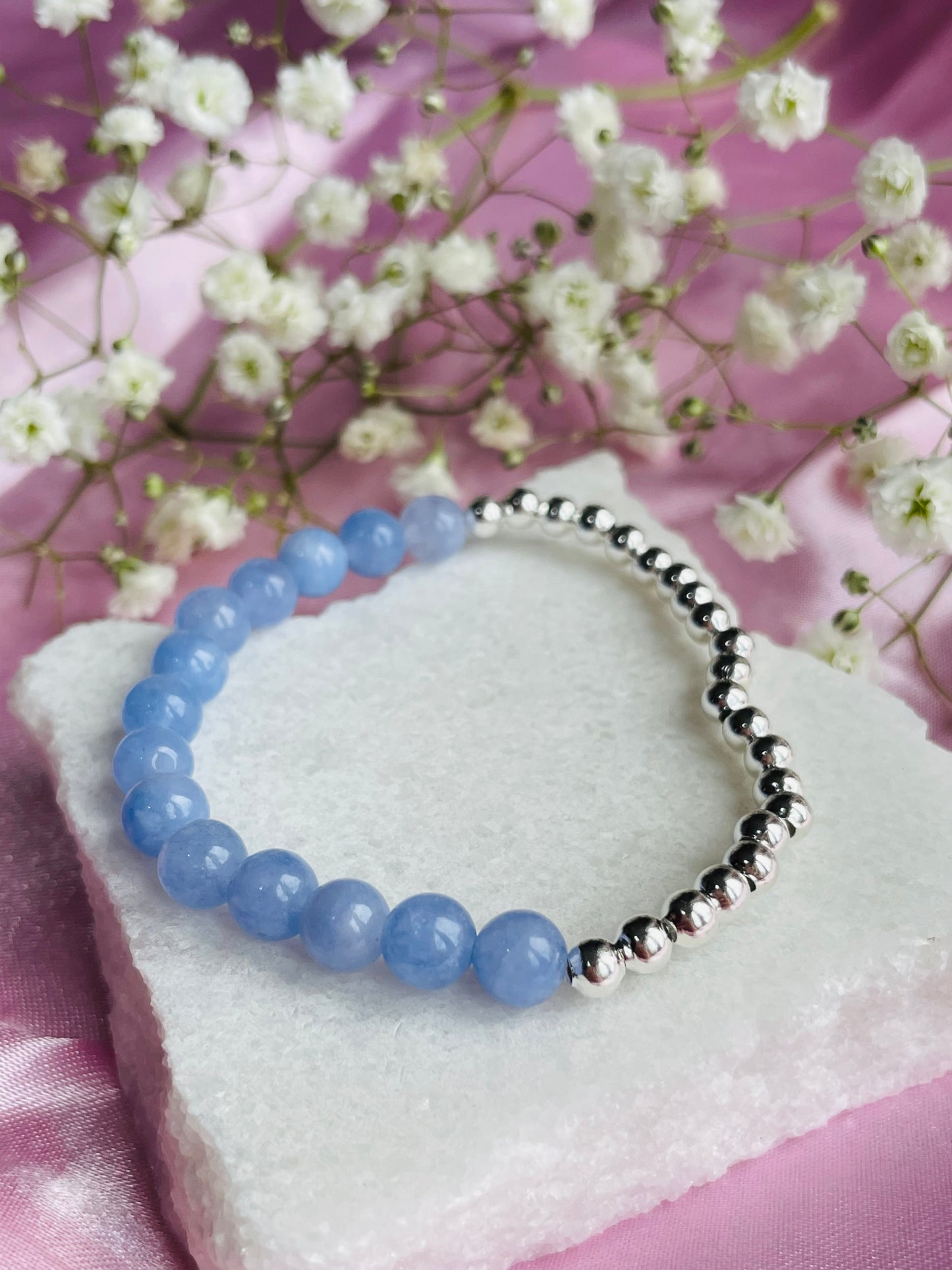 Aquamarine & Silver or Gold Bracelet