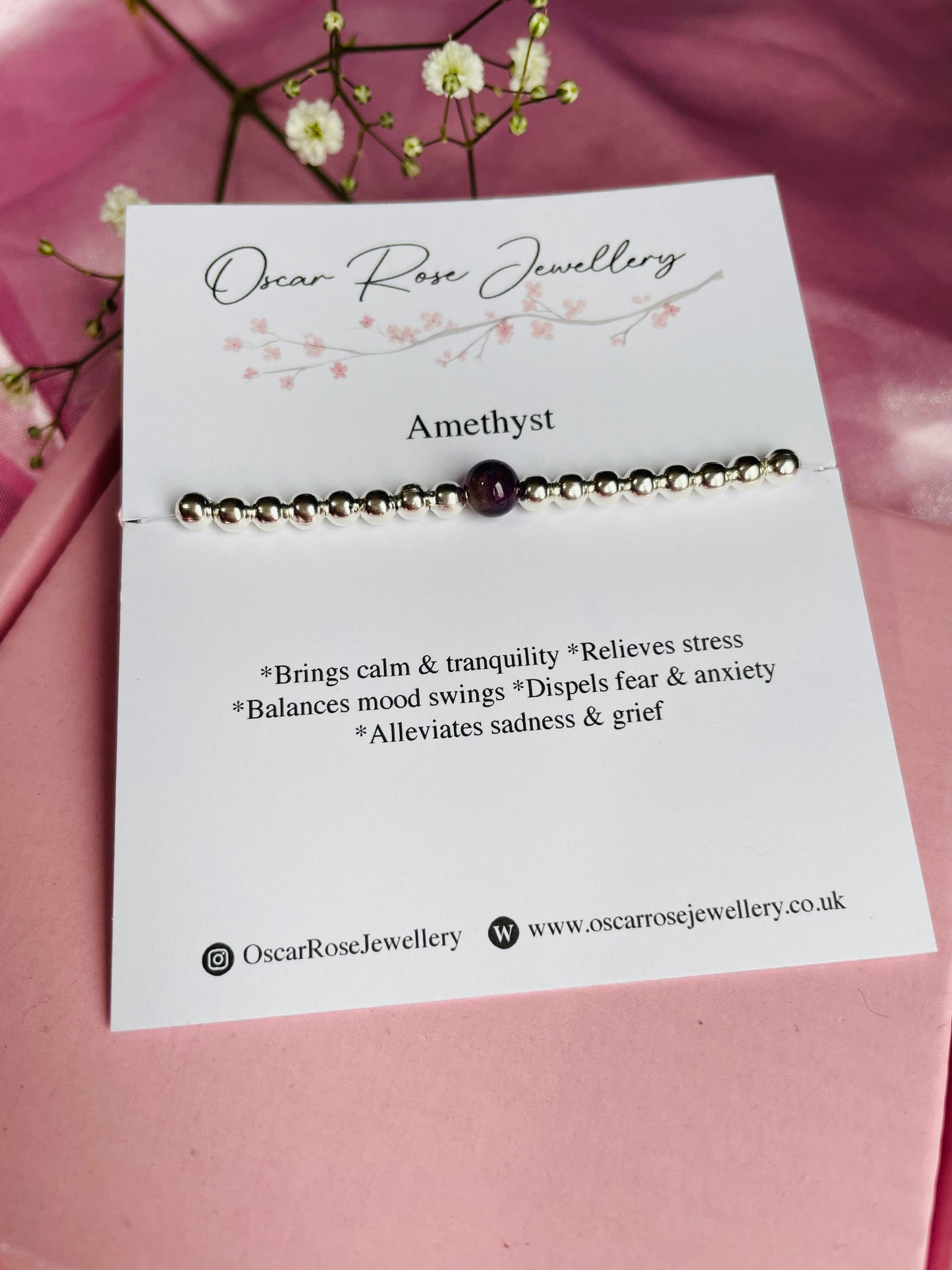 Amethyst & Silver or Gold Plated Bracelet