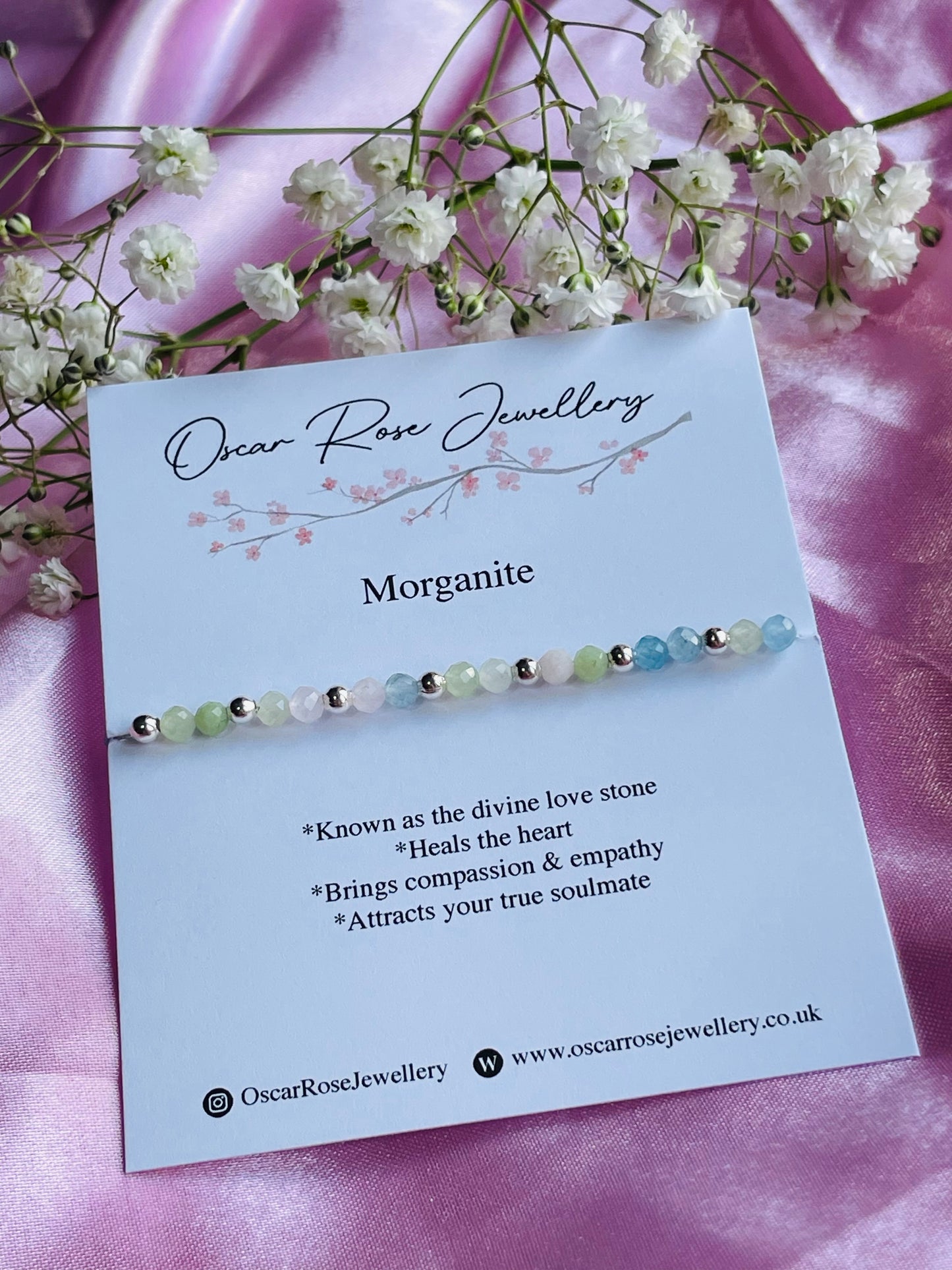 Morganite Crystal Bracelet | Divine Love Stone | Heart Healing | Compassion & Emotional Balance | Meaningful Gift