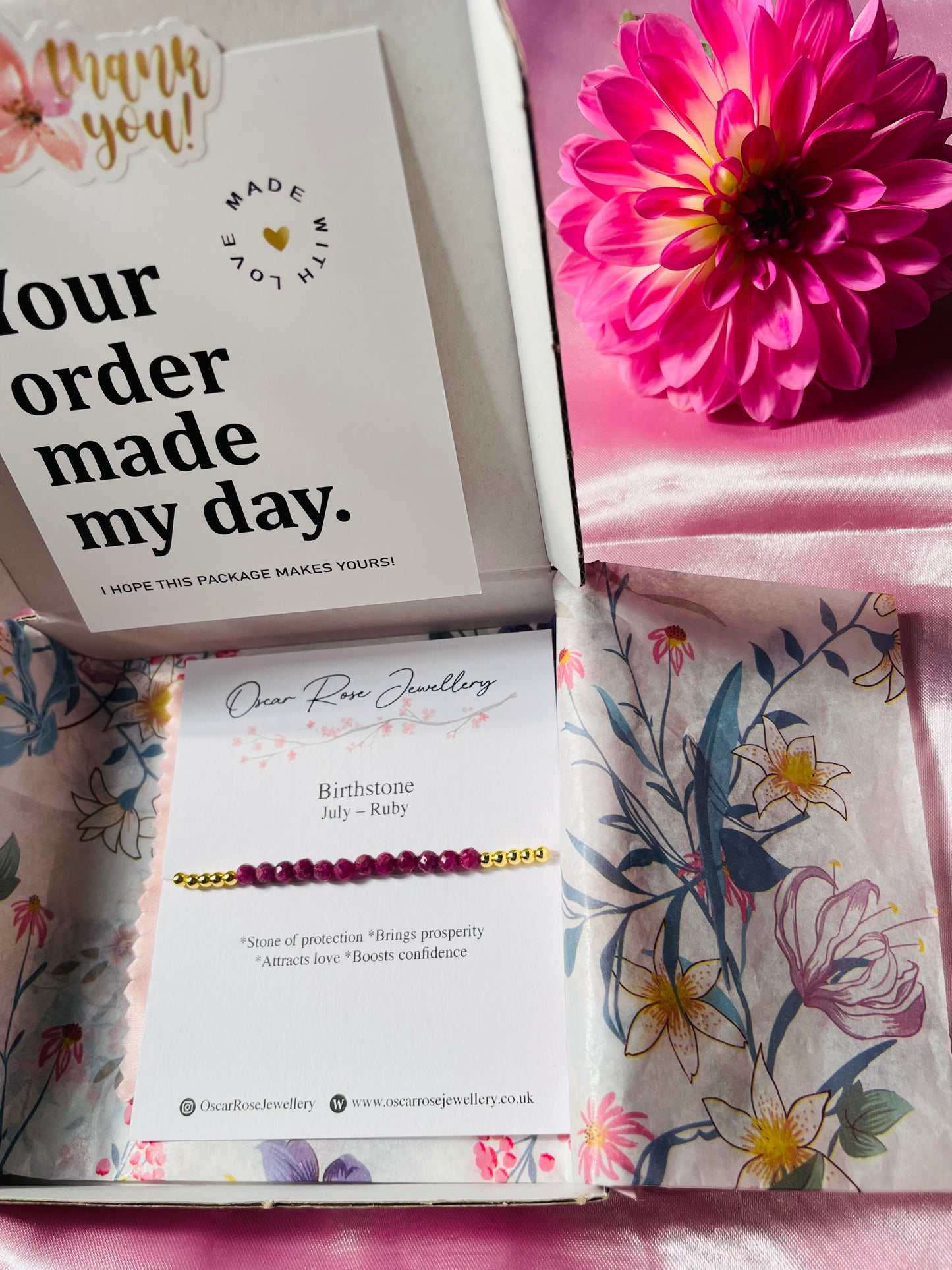 July Birthstone Bracelet - Ruby