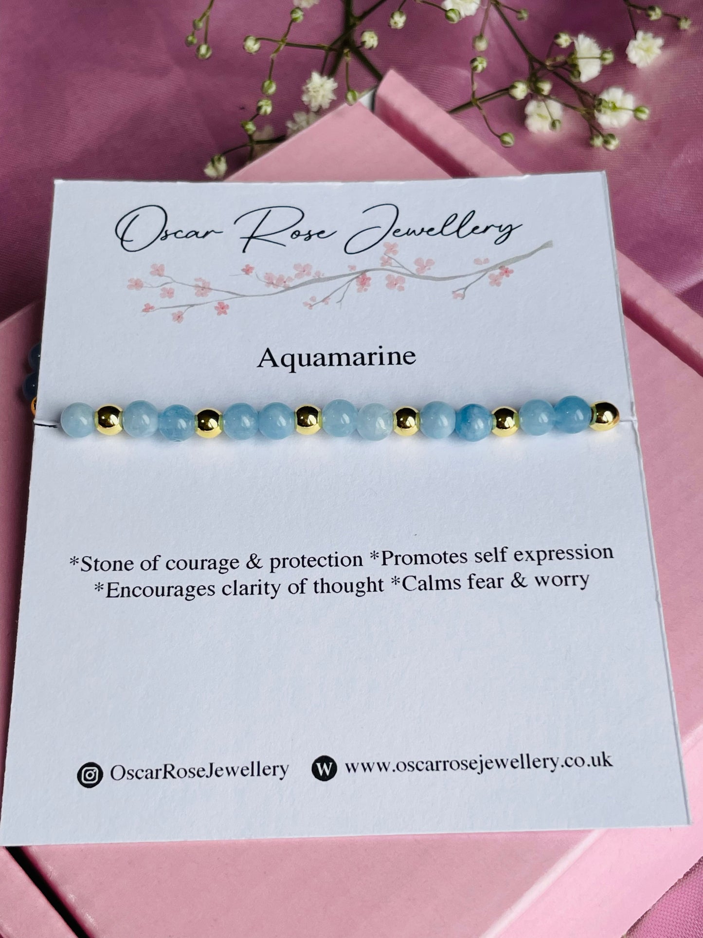 Aquamarine & Gold Plated Dainty Bracelet