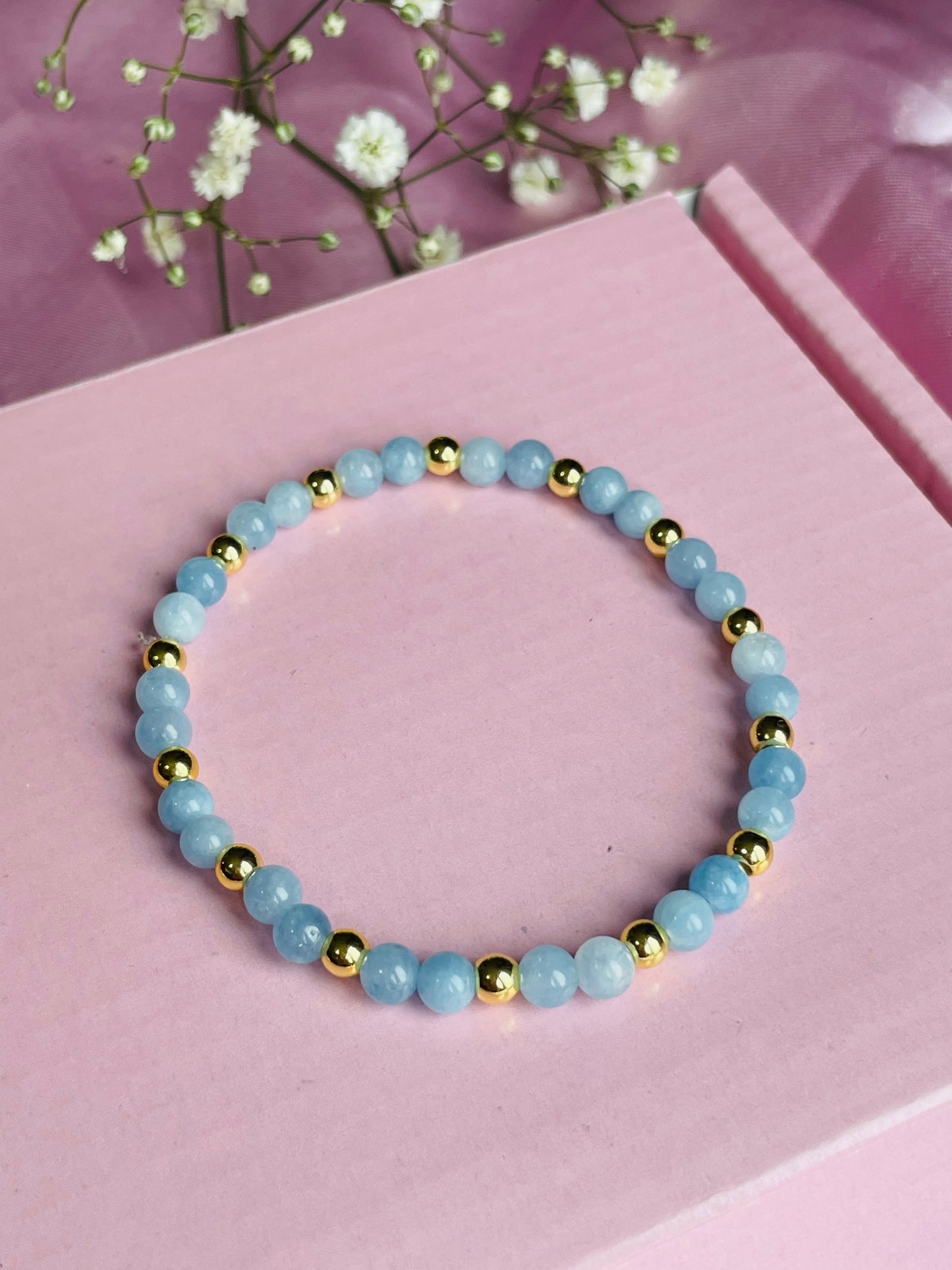 Aquamarine & Gold Plated Dainty Bracelet