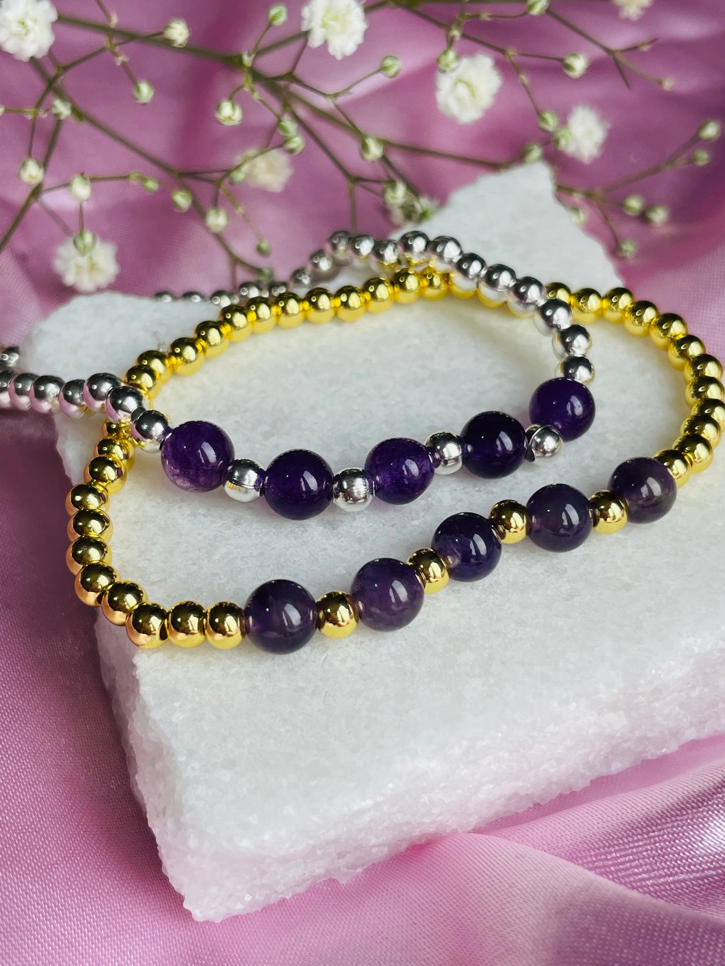 Amethyst & Silver/Gold plated Bracelet