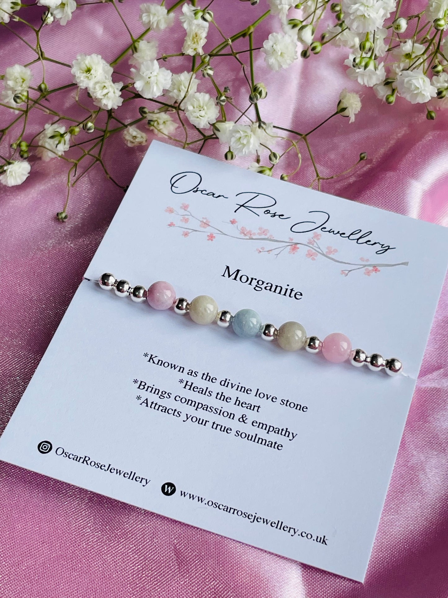 🌸 Morganite Crystal Bracelet | Divine Love Stone | Heart Healing | Compassion & Emotional Balance | Meaningful Gift