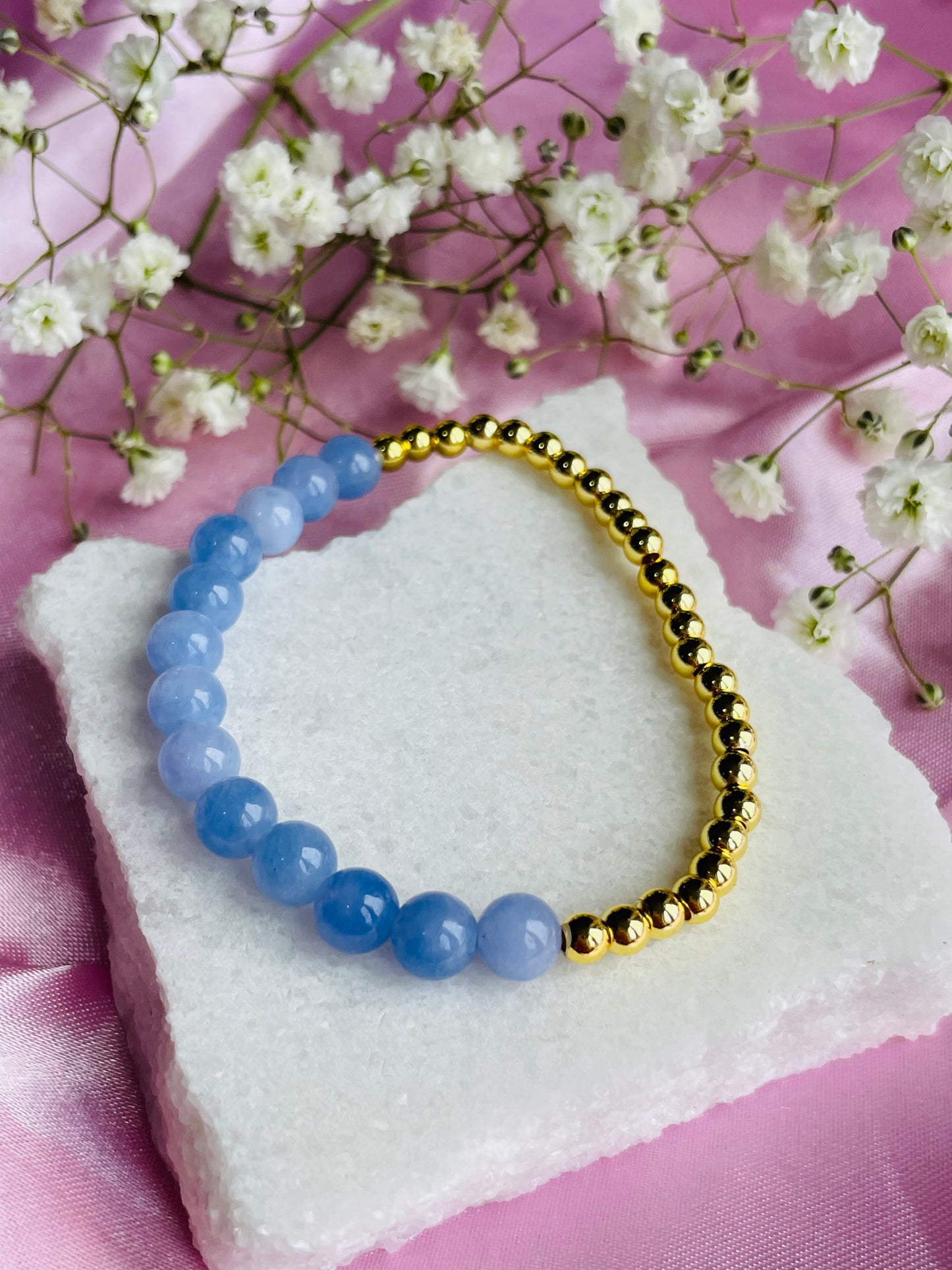 Aquamarine & Silver or Gold Bracelet