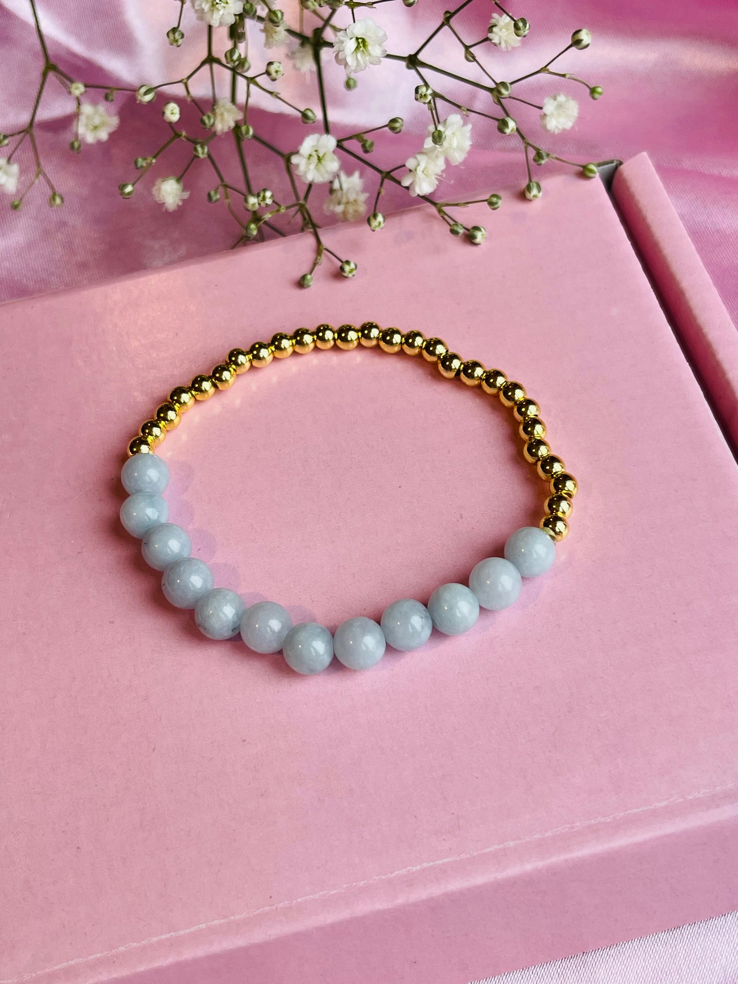 Aquamarine & Silver or Gold Bracelet