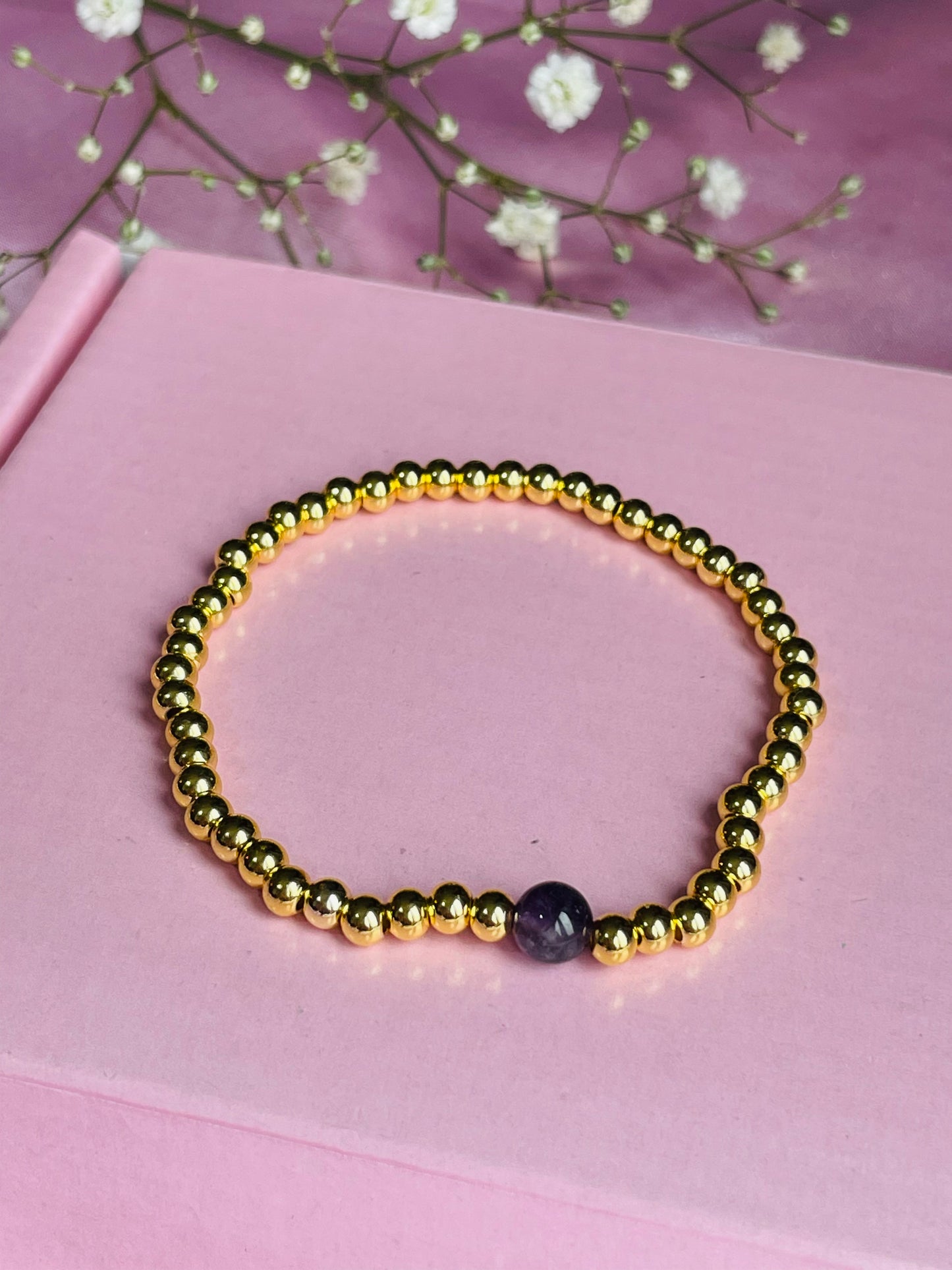 Amethyst & Silver or Gold Plated Bracelet