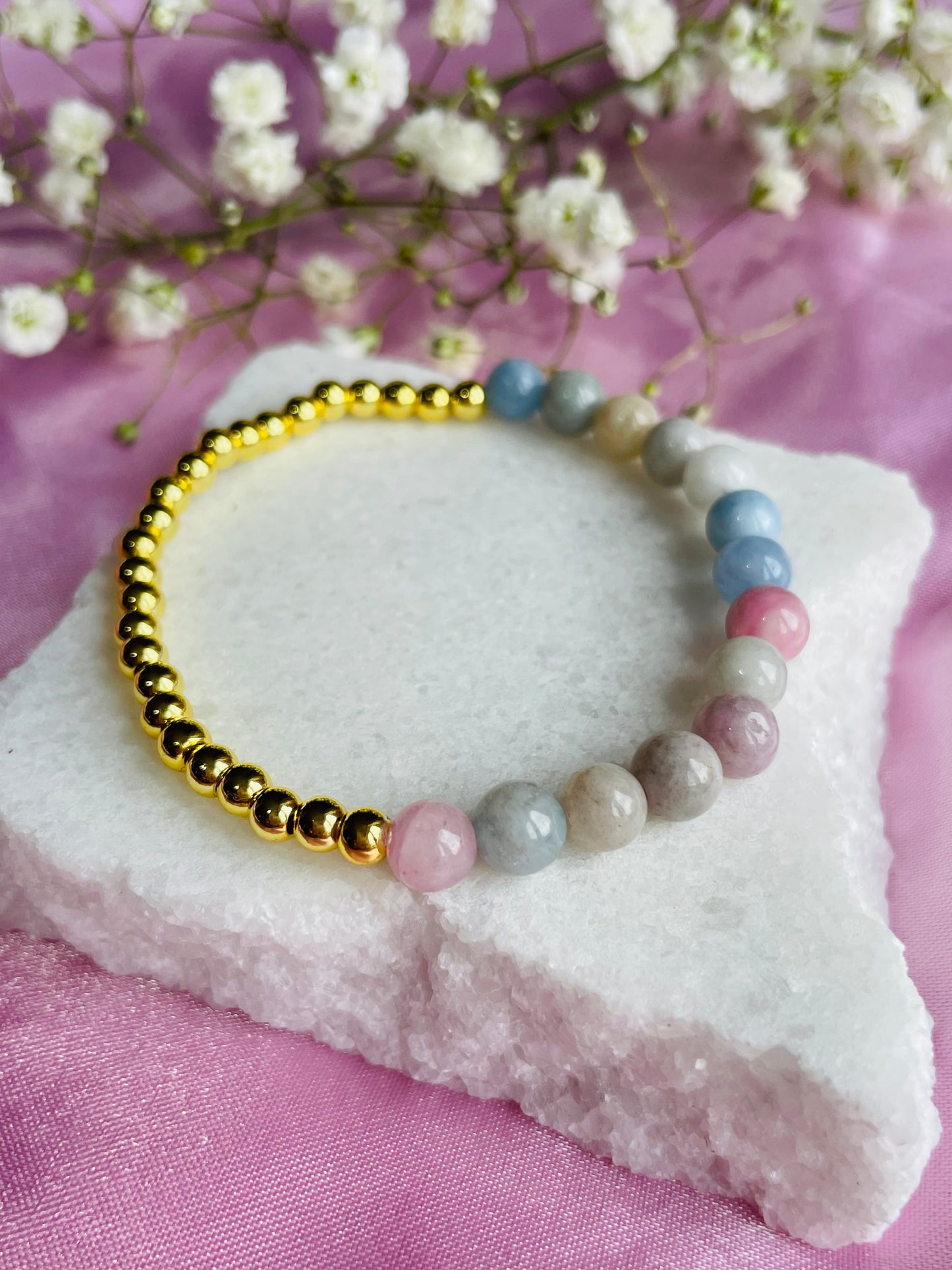 Morganite Crystal Bracelet | Divine Love Stone | Heart Healing | Compassion & Emotional Balance | Meaningful Gift