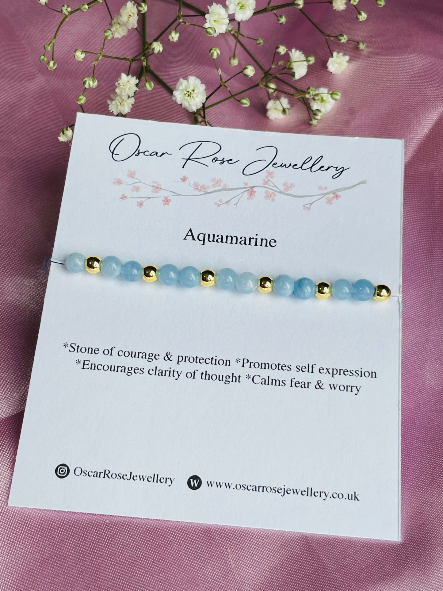 Aquamarine & Gold Plated Dainty Bracelet