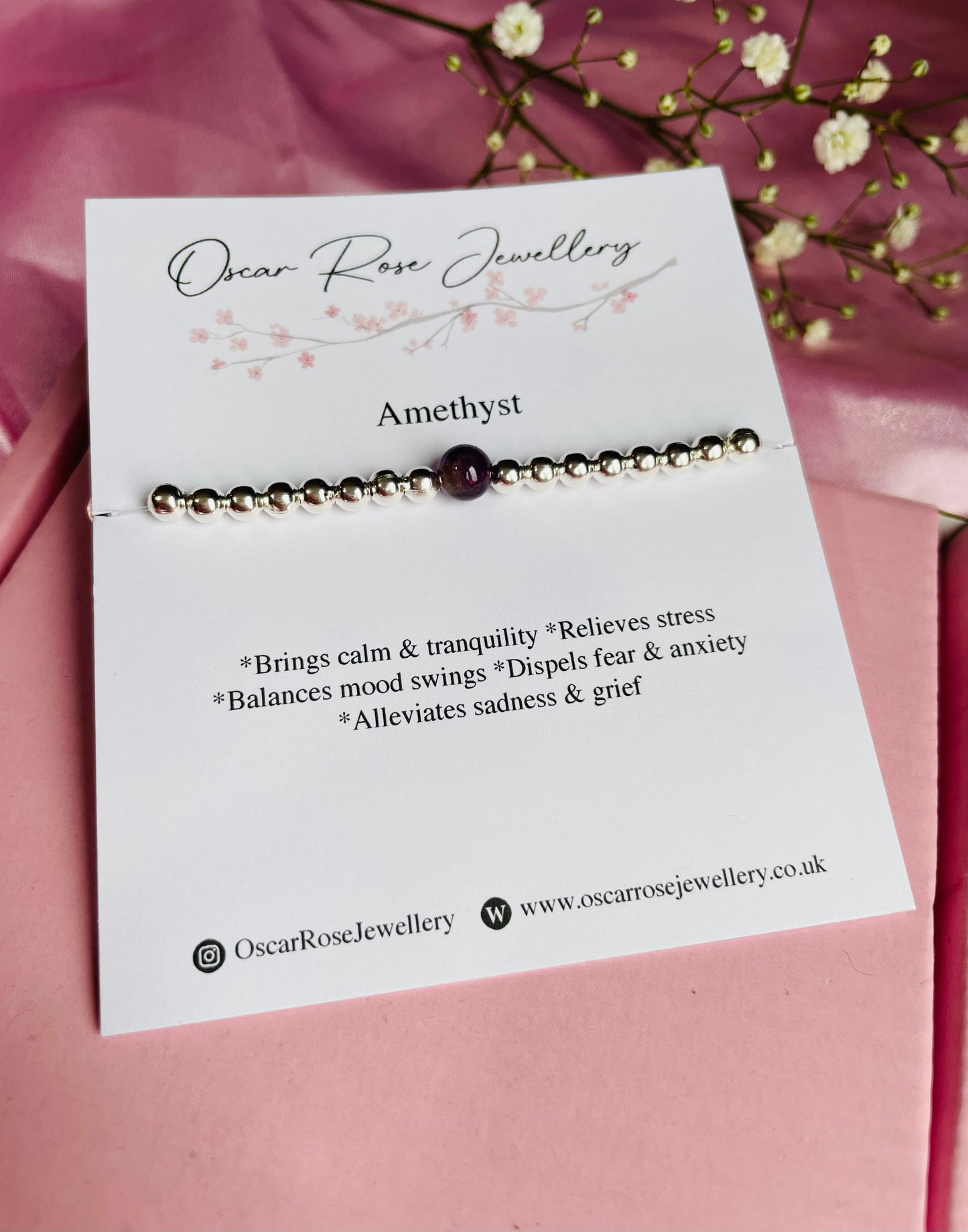 Amethyst & Silver or Gold Plated Bracelet